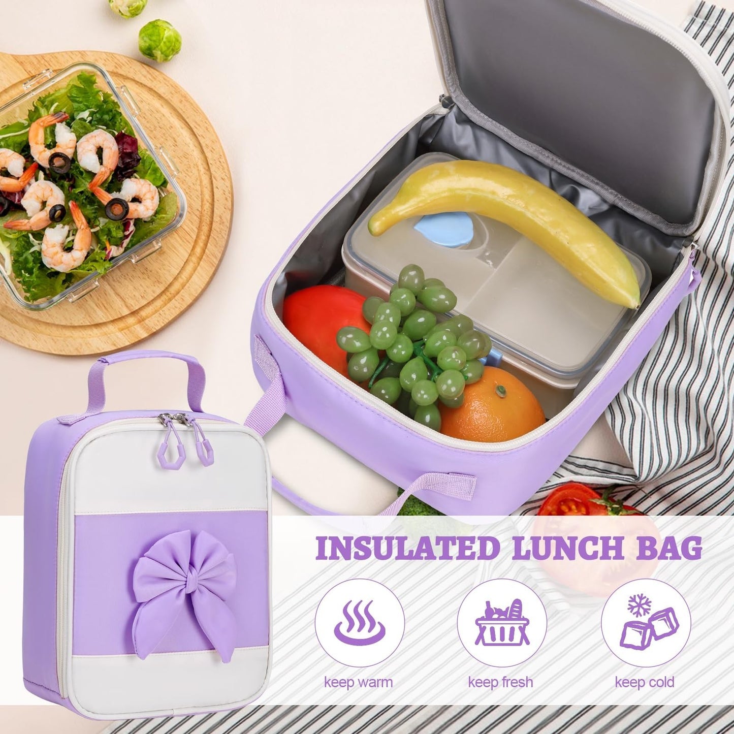 Cute Girls Backpack Set with Lunch Bag & Pencil Case   Stylish School Bag for Ki6