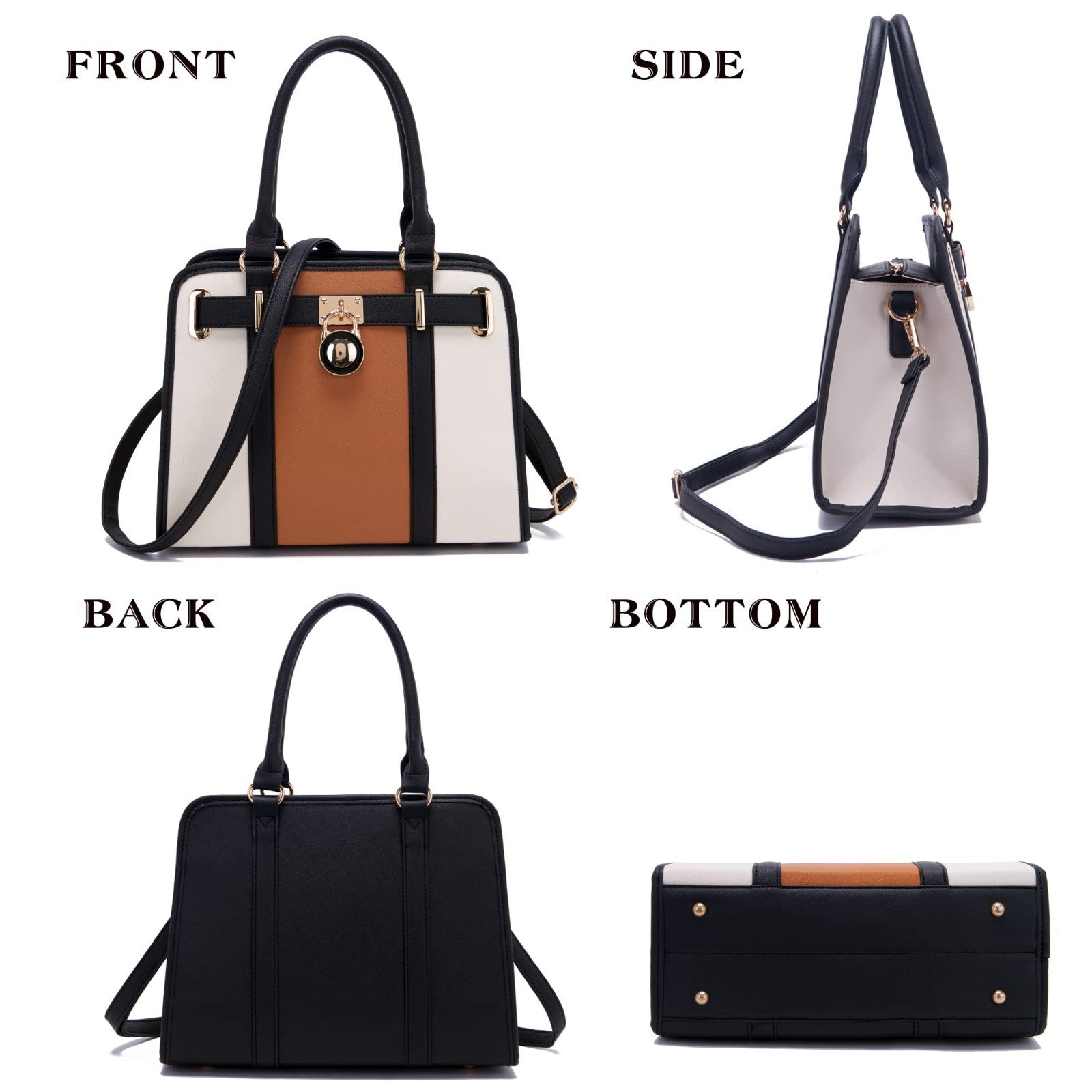 Stylish Structured Satchel Tote Handbag Set for Women with RFID Wallet - Fashion4