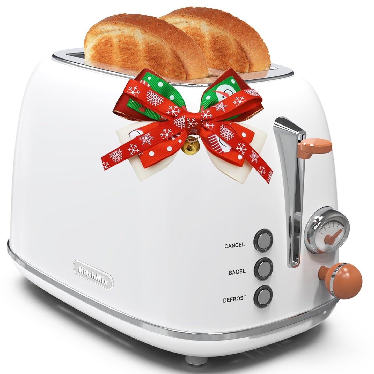 Retro Stainless Steel 2 Slice Toaster, 6 Settings, Extra Wide Slots, Bagel/Defro7