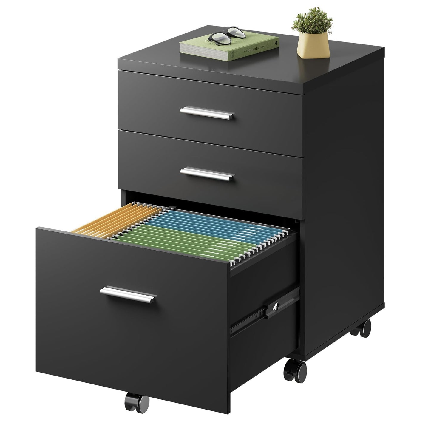 3 Drawer File Cabinet for Home Office   Wood Under Desk Storage, Rolling Printer1