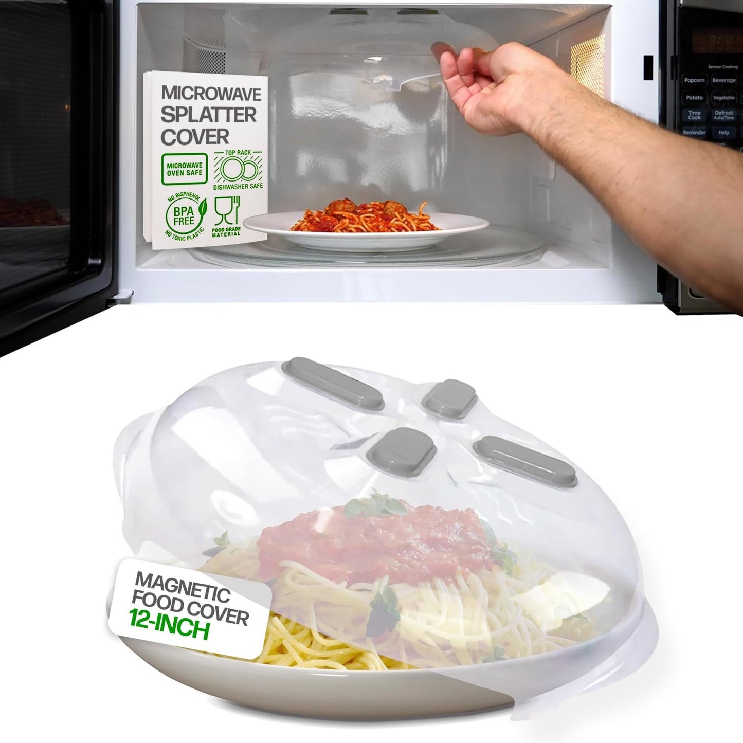 Magnetic Microwave Splatter Cover   12" BPA Free, Vented Lid, Anti Splash, Dishw1
