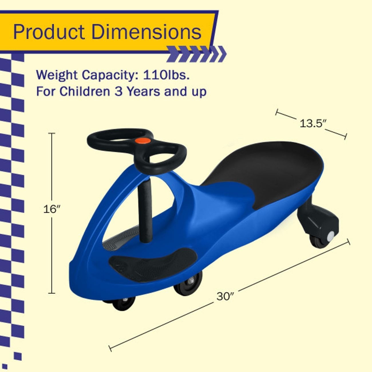 Wiggle Car Ride-On Toy for Kids Ages 3+, Fun Blue Ride-On Vehicle, Outdoor Play2