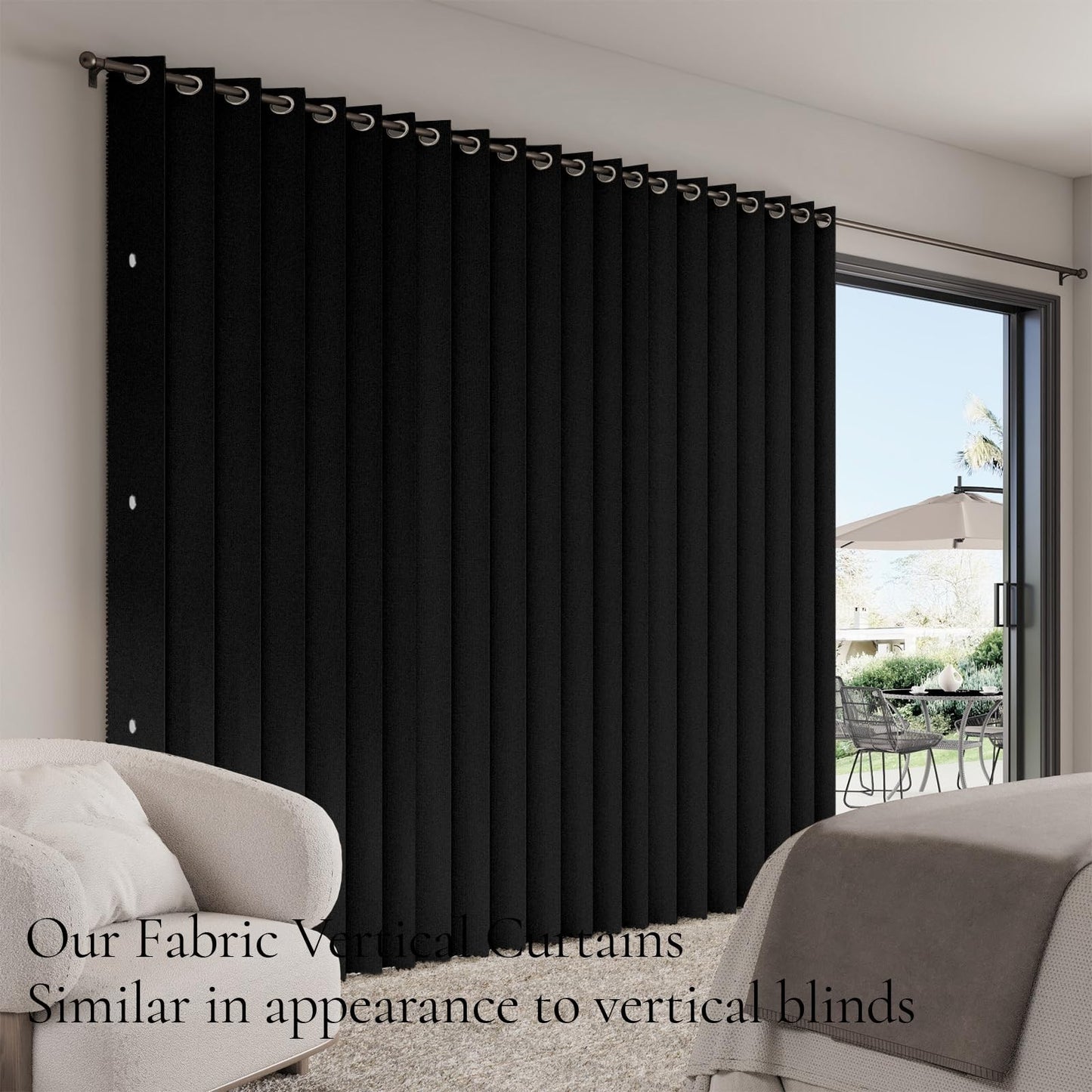 Blackout Pleated Curtains with Magnetic Closure, Faux Linen, 1 Panel, W45 x L968