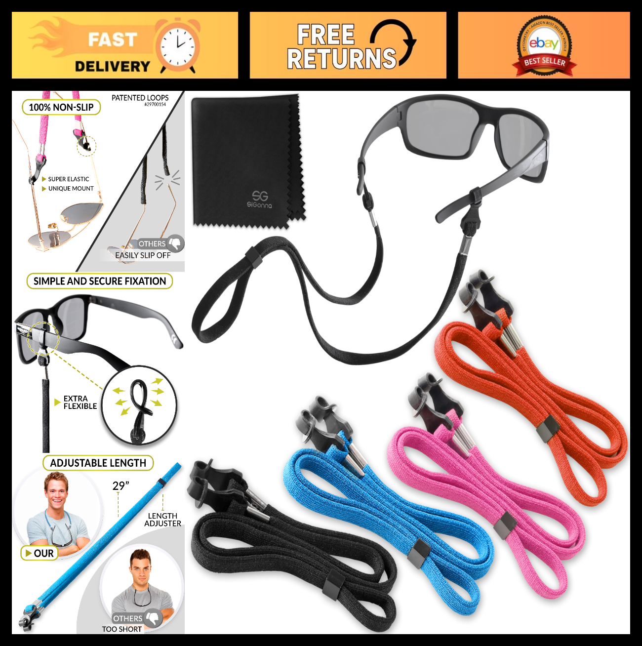 Eyeglass Holder Strap - 4 Pcs Sunglasses Lanyard Cords for Men & Women - Neck Re0