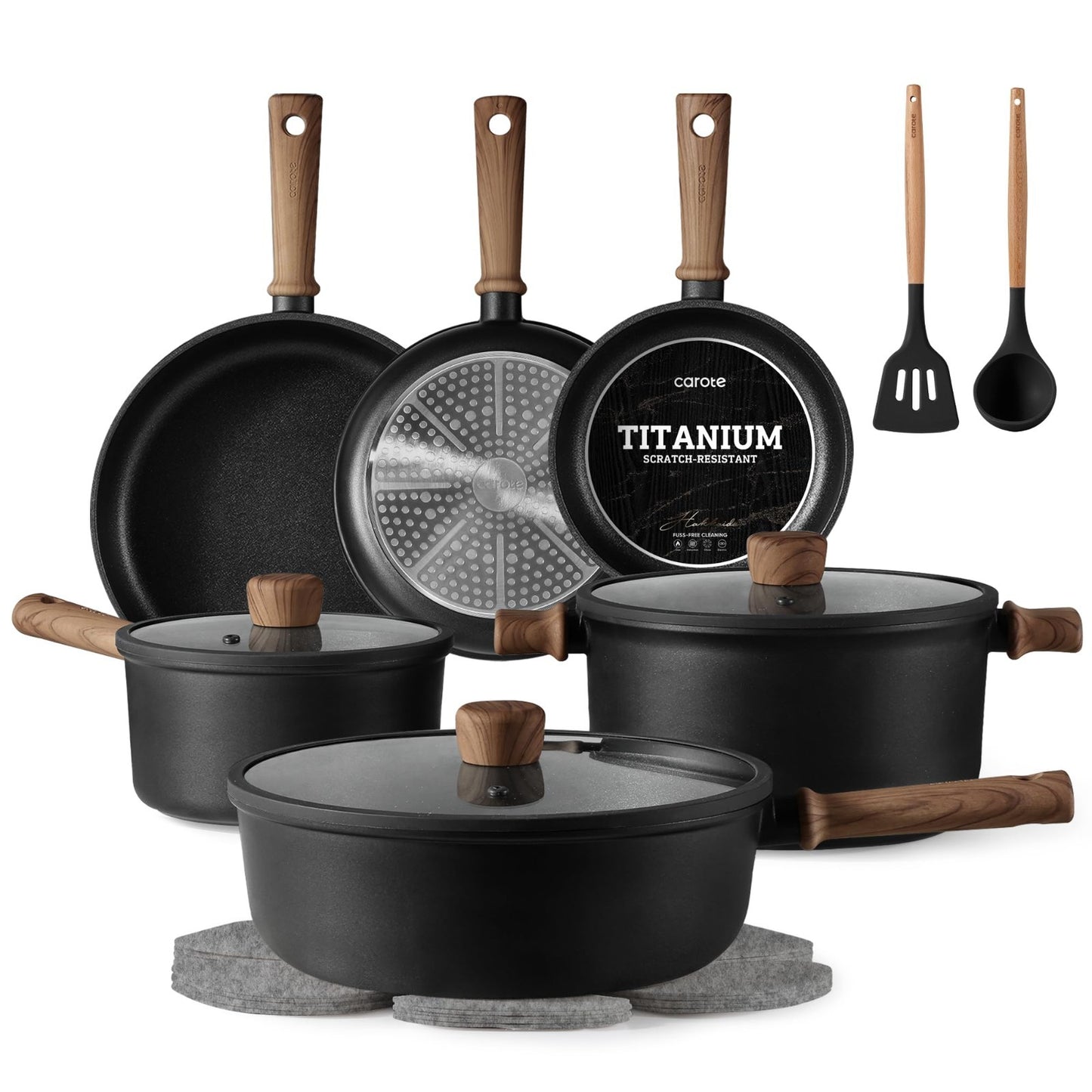 16pcs Nonstick Cookware Set   Scratch Resistant, Easy to Clean, Induction Compat1