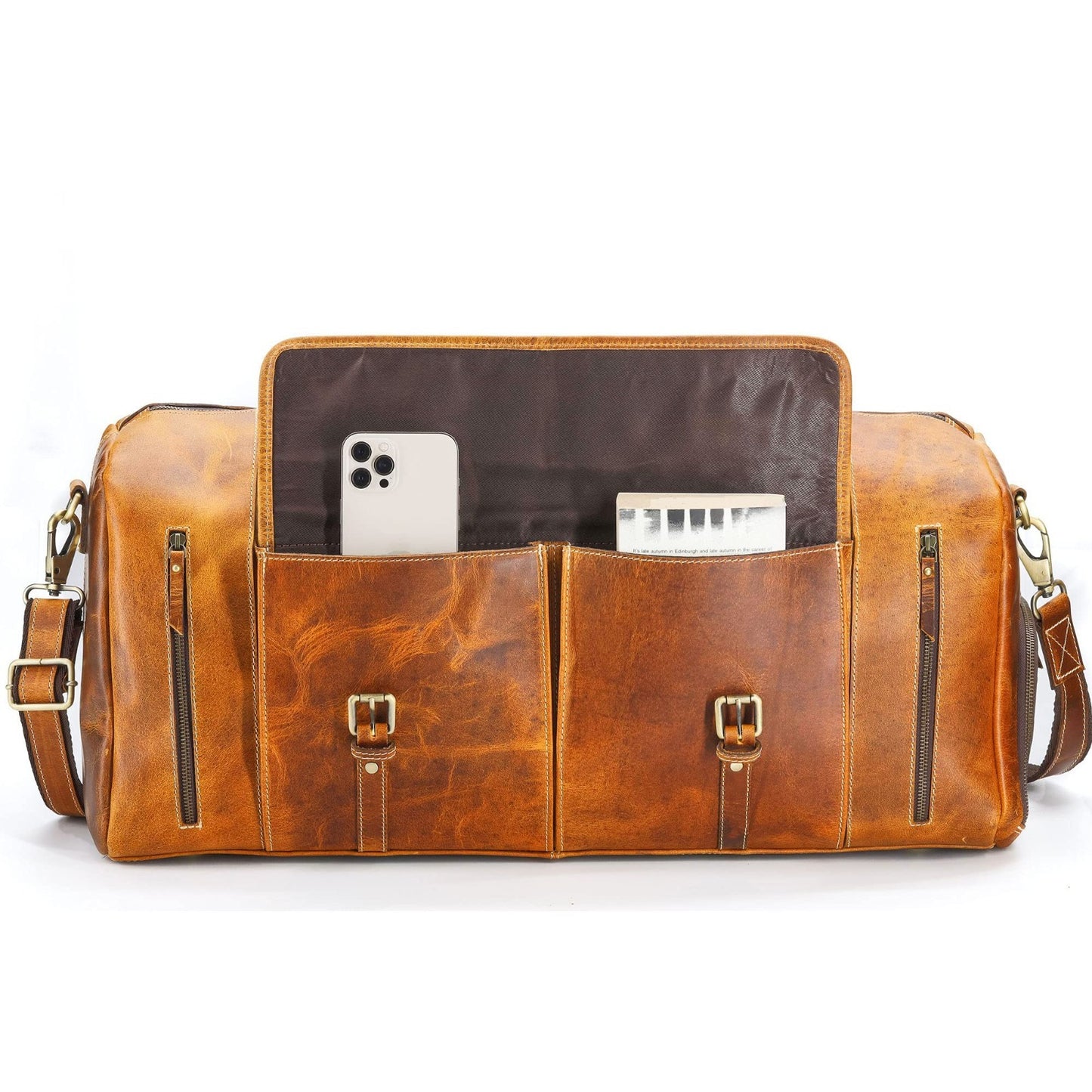 Leather Duffle Bag for Travel, Overnight & Weekend - Unisex Gym Holdall4