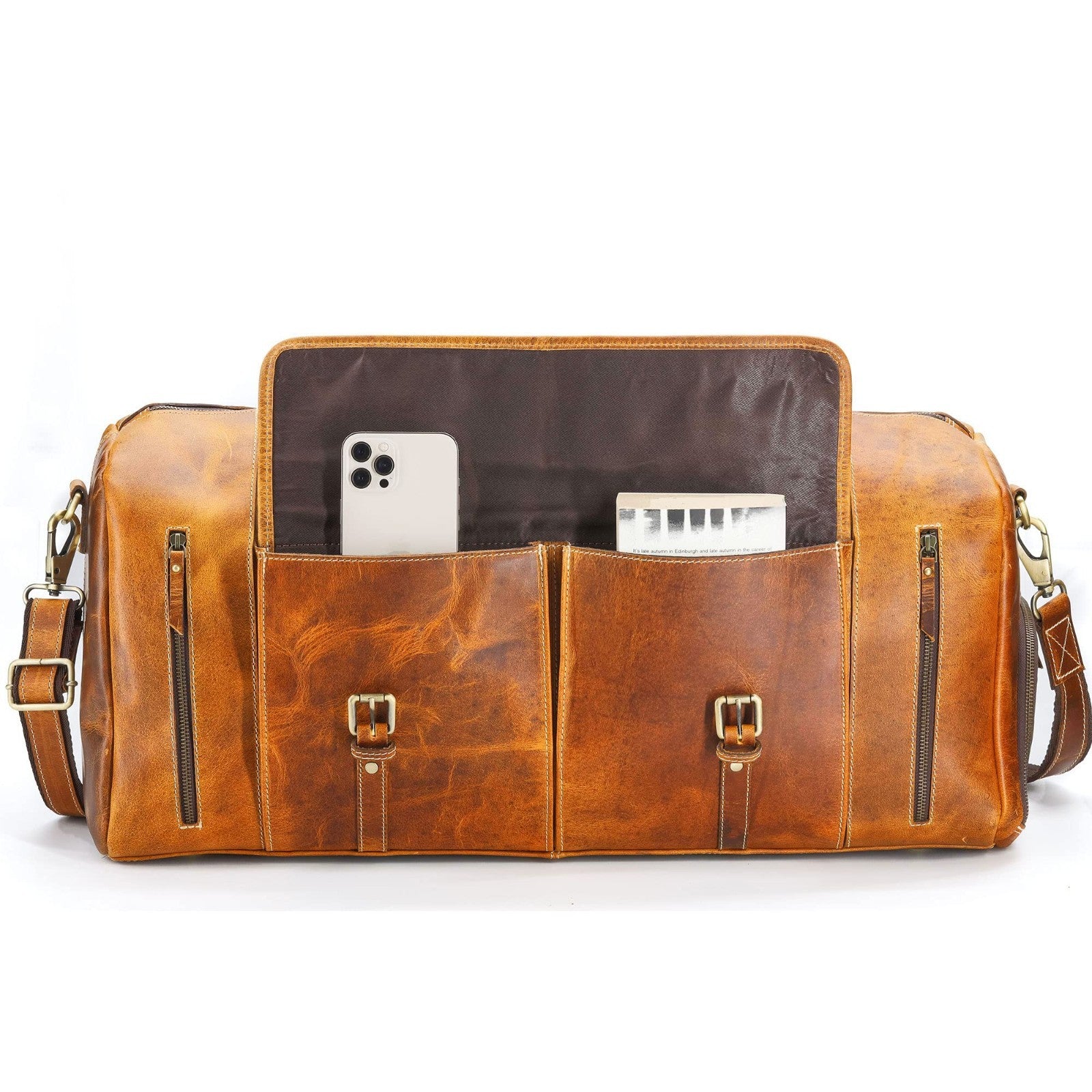 Leather Duffle Bag for Travel, Overnight & Weekend - Unisex Gym Holdall4