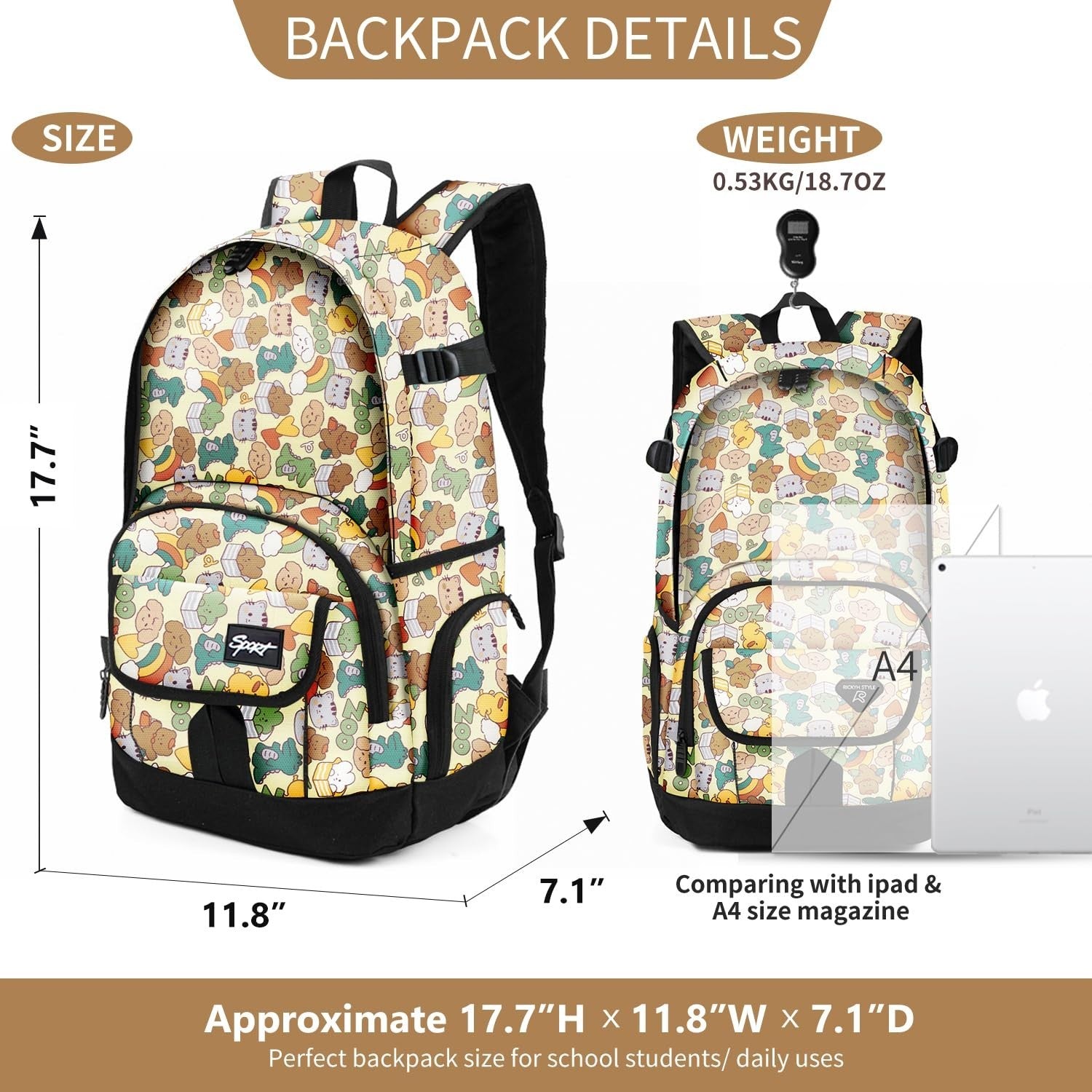 Lightweight School Backpack Travel Bag for Men & Women   College & Travel Use3