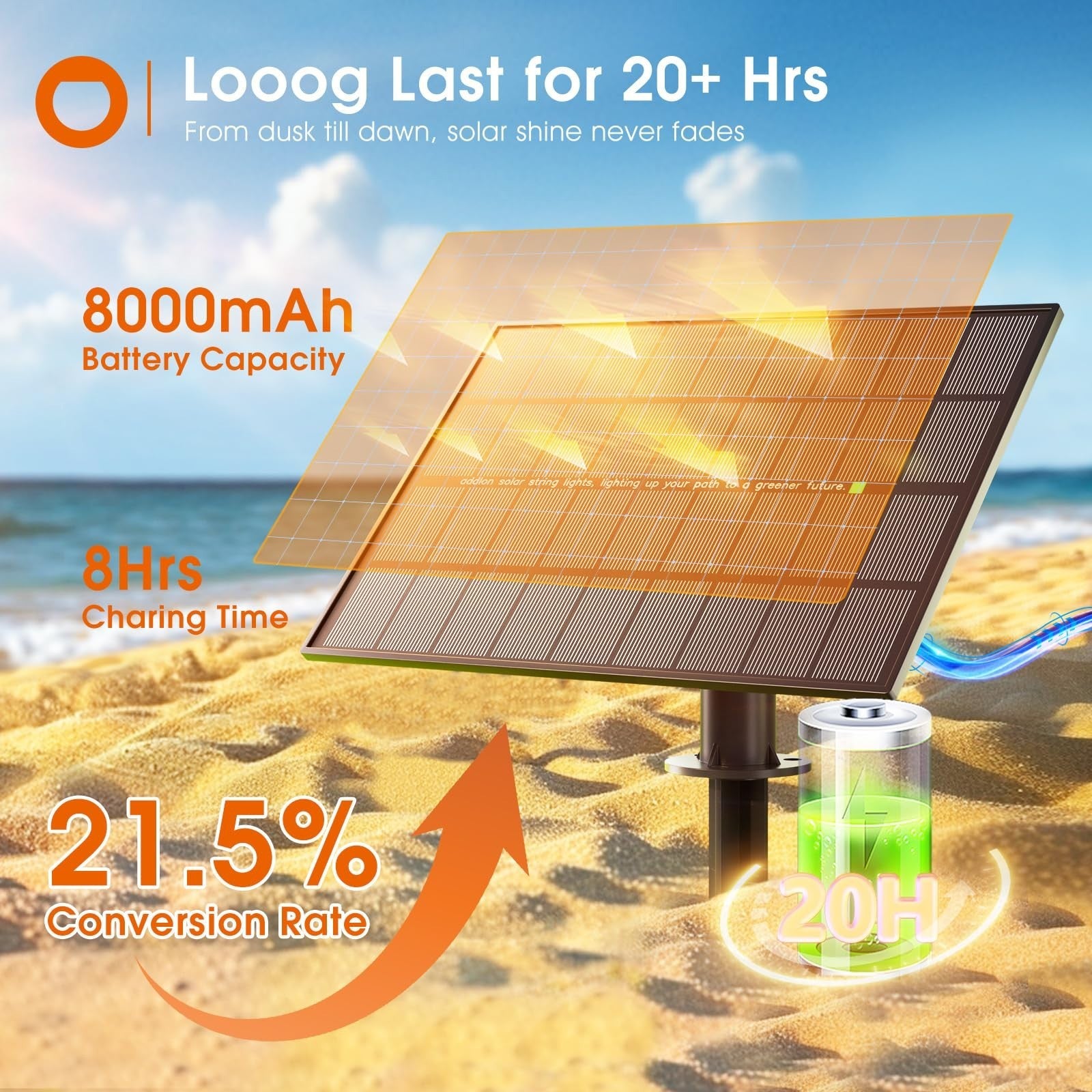 200FT Solar String Lights Outdoor, IP65 Waterproof, USB Charging, Dimmable Timer2