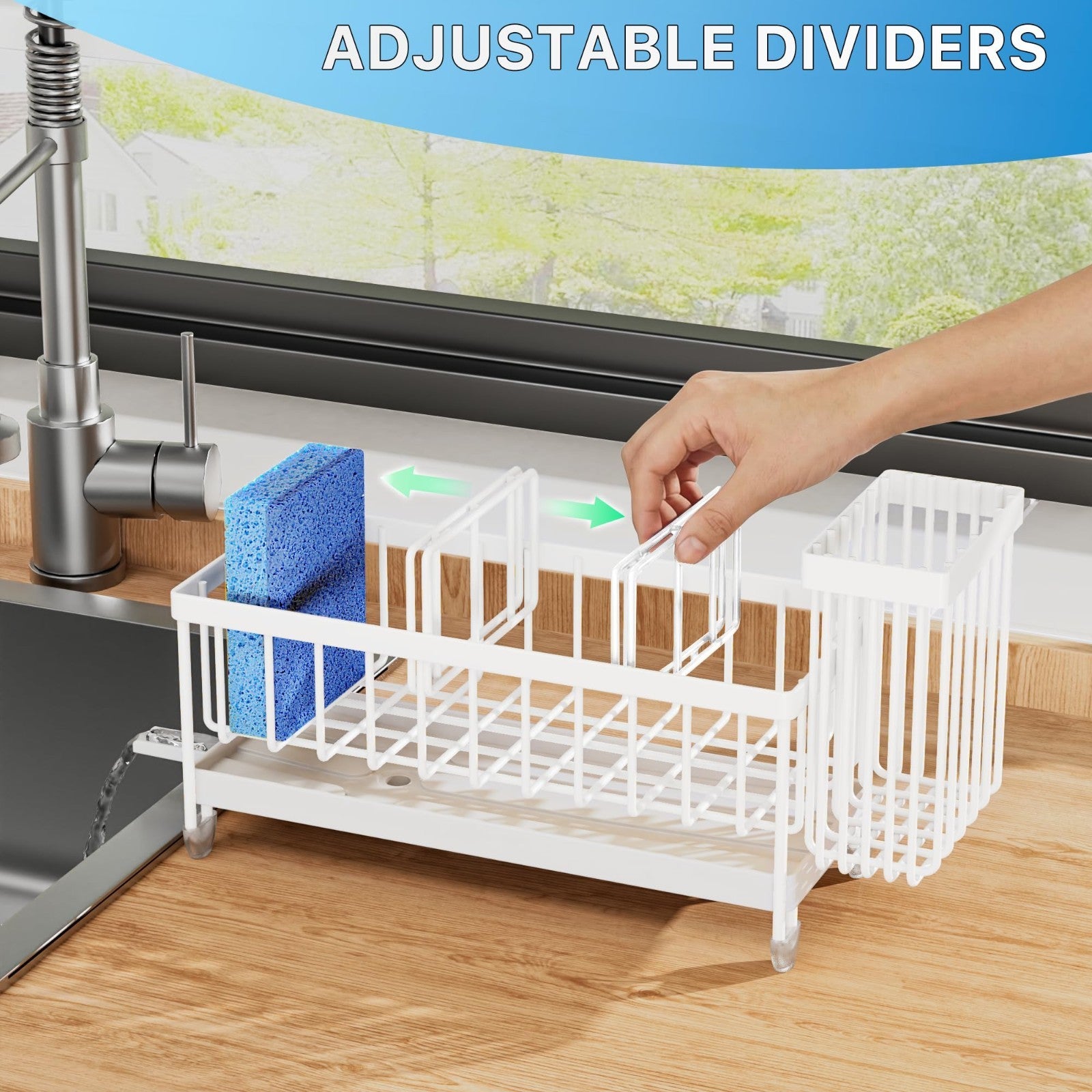 Kitchen Sink Sponge Holder Caddy Organizer, Rustproof Stainless Steel, Counterto4
