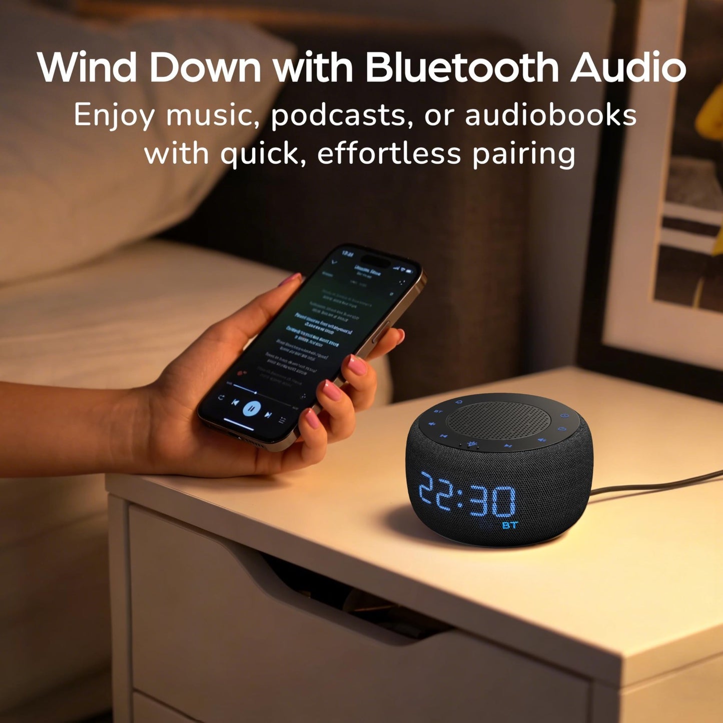 Bluetooth Alarm Clock with FM Radio, Gradual Wake Up Sounds, Dimmable Display &3