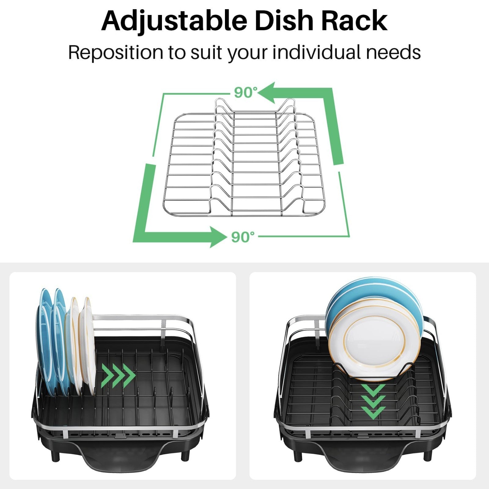 Expandable Dish Drying Rack for Kitchen Counter, Rust Resistant Stainless Steel,5