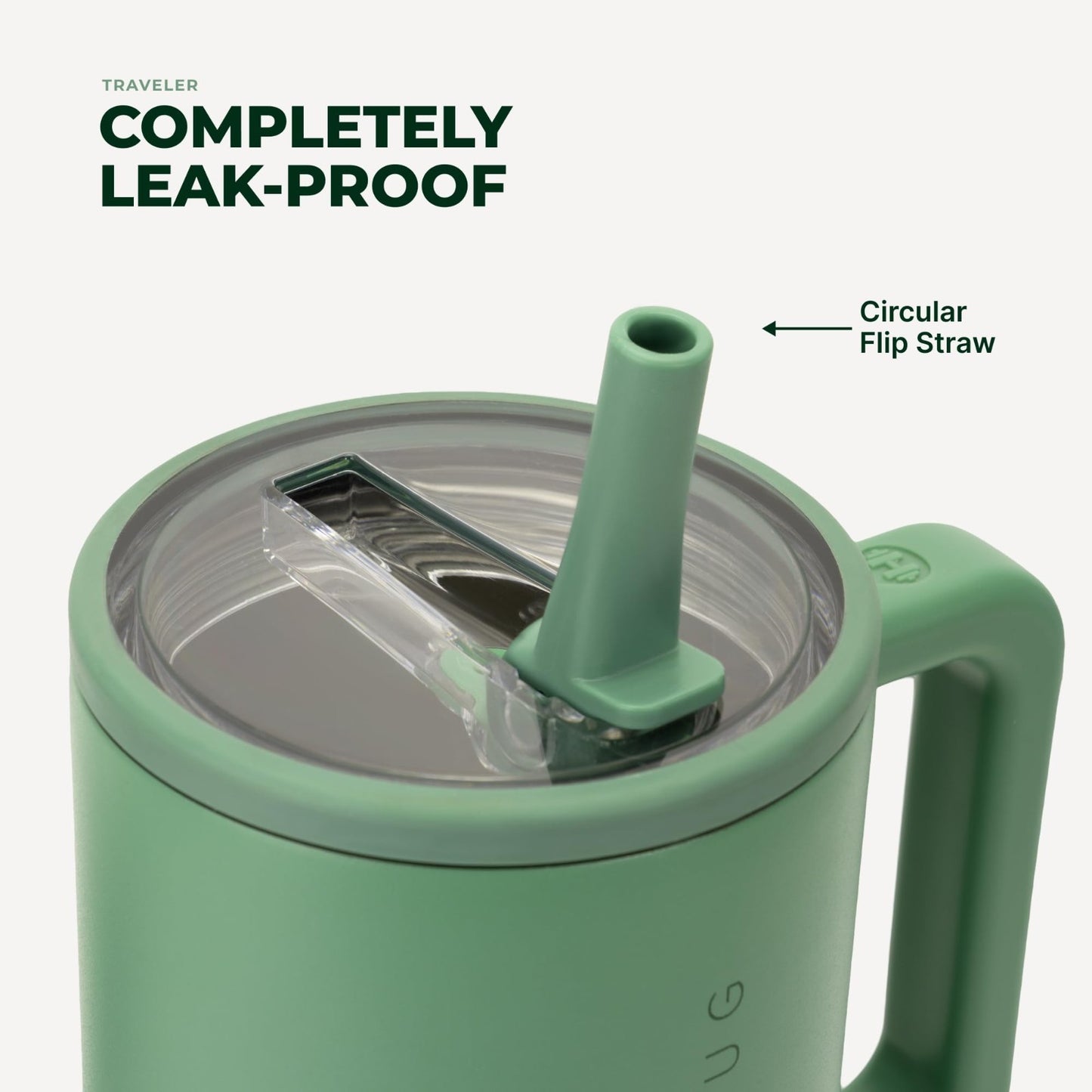 40oz Insulated Tumbler with Handle & Straw   Travel Mug, Sage Color, Durable Des4
