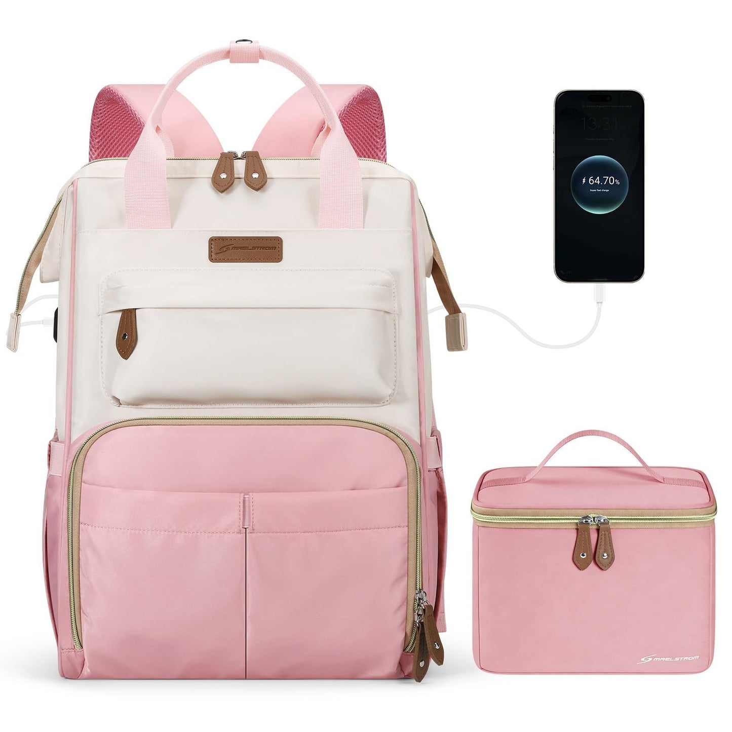 Travel Backpack for Men & Women, Fits 15.6-17.3" Laptop, Insulated Lunch Bag, Pi1