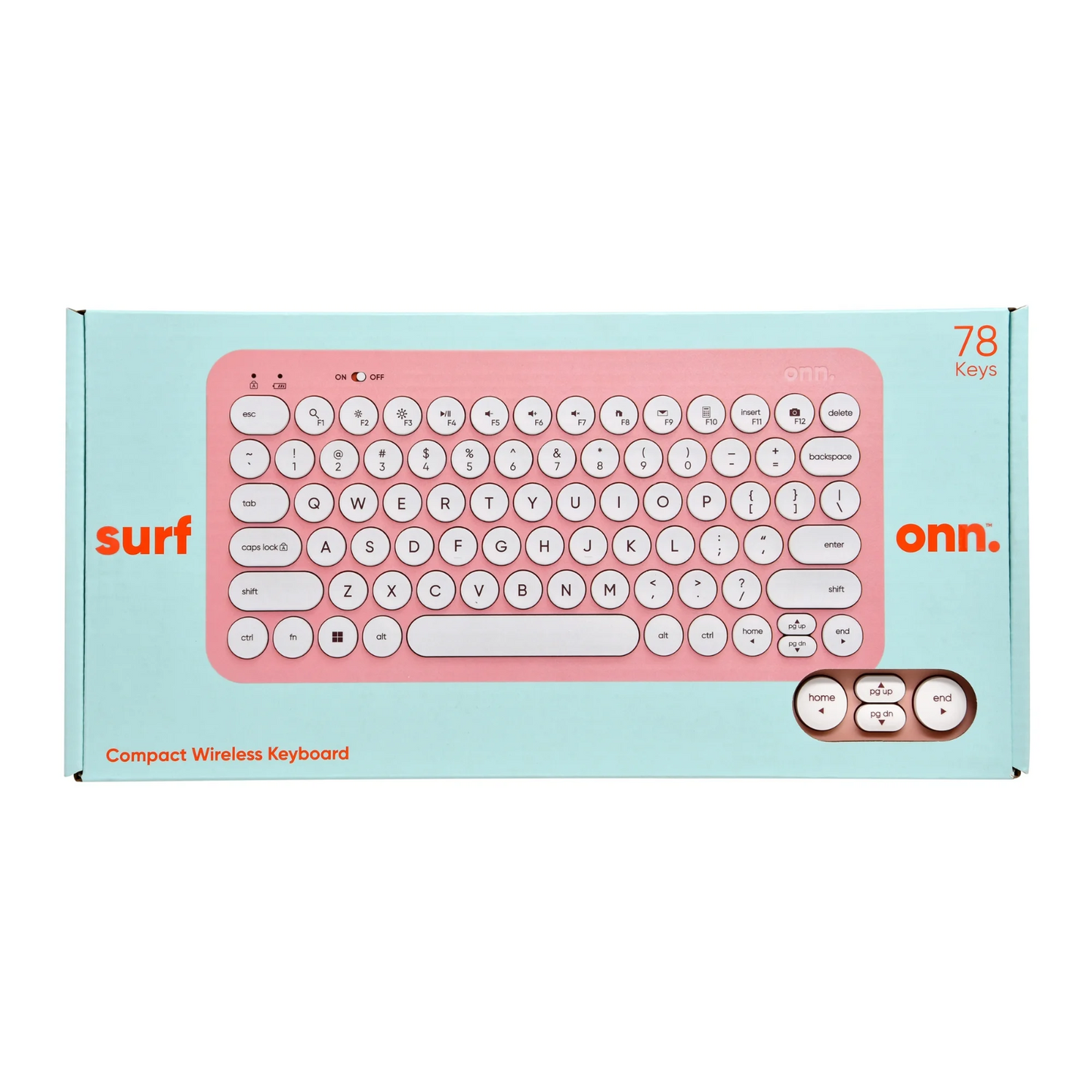 Onn. HOPRL100122491 Backlit Mini Wireless Office Keyboard with USB Receiver, Pea0