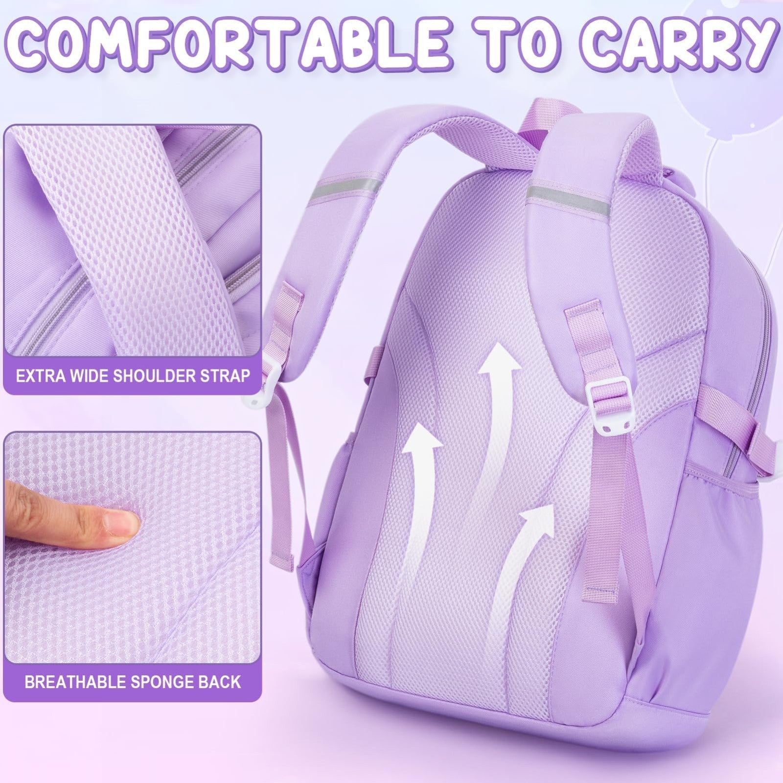 Waterproof School Backpack for Girls with Lunch Box & Pencil Case   Stylish & Du4