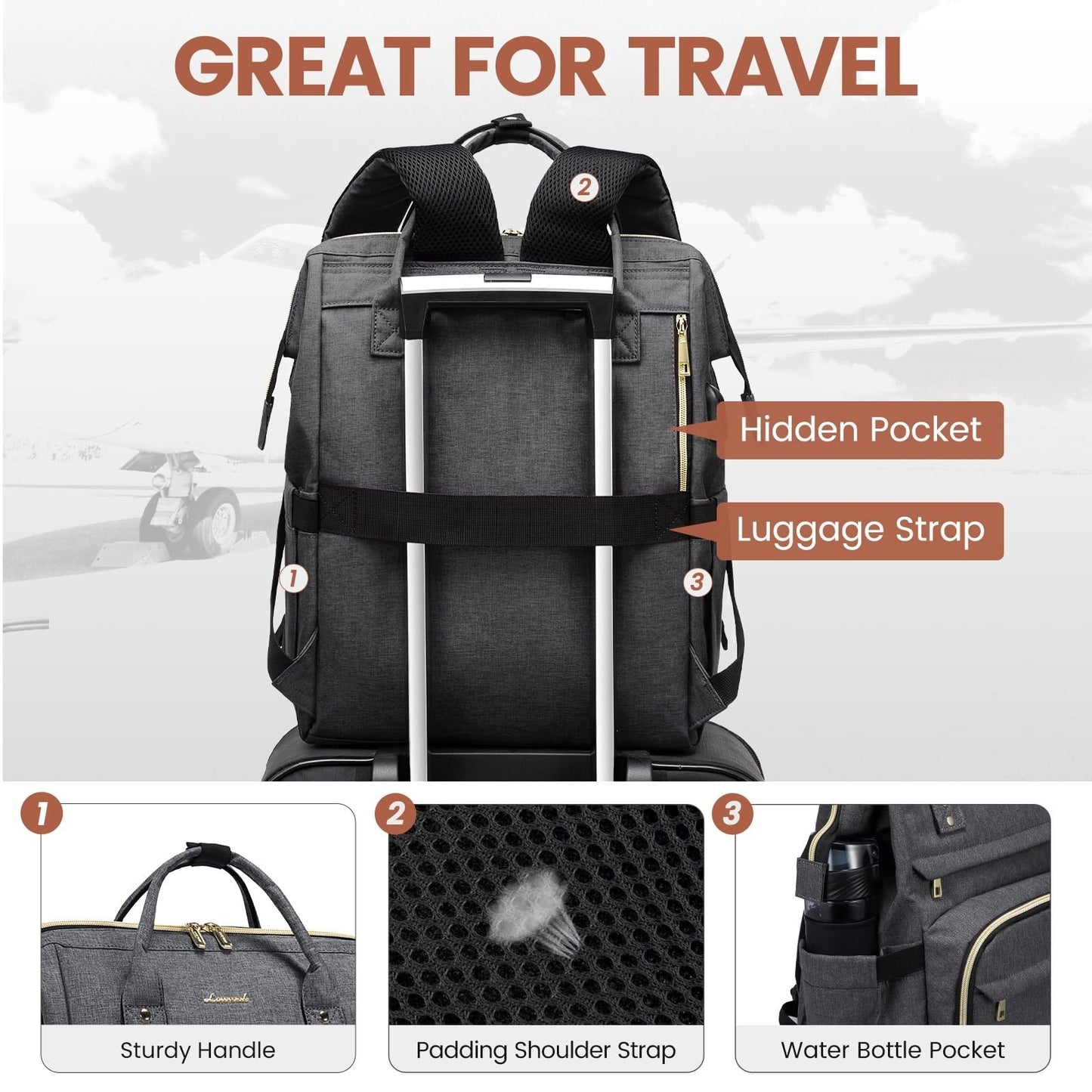 Stylish 17" Laptop Backpack for Women   Waterproof Travel Bag with USB Port, Ide5