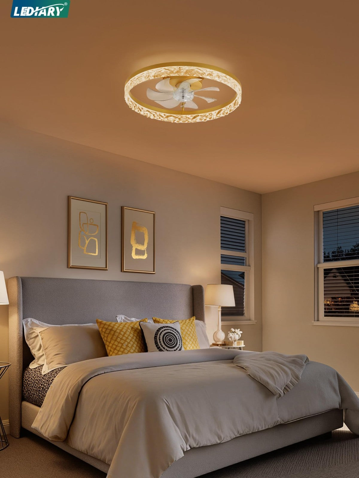 20" Modern LED Ceiling Fan with Lights & Remote, Dimmable, 6 Speeds, Flush Mount1