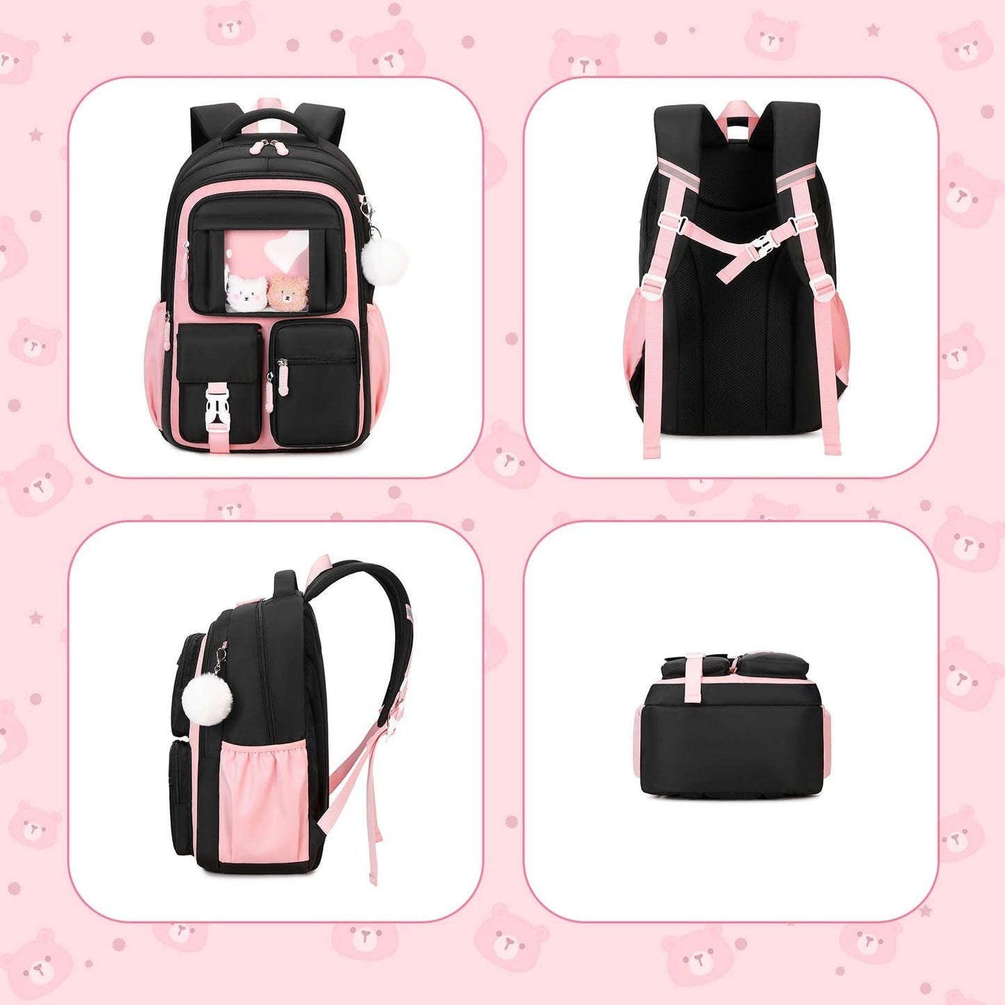 Kawaii Girls School Backpack - Cute Book Bag for Middle & Elementary Students, B6