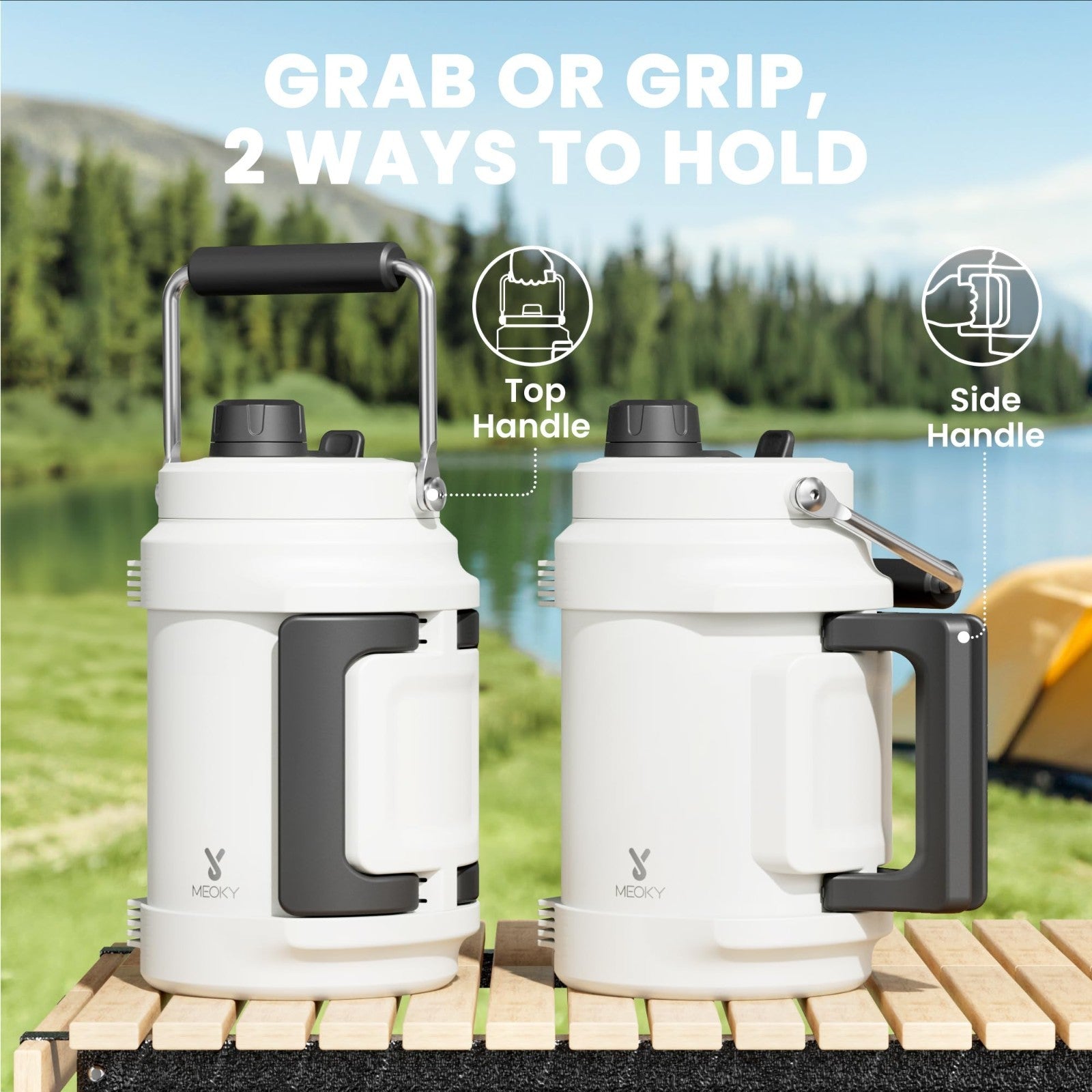 64 oz Insulated Water Bottle - Triple Wall Vacuum Jug with Straw & Spout Lid, Le4