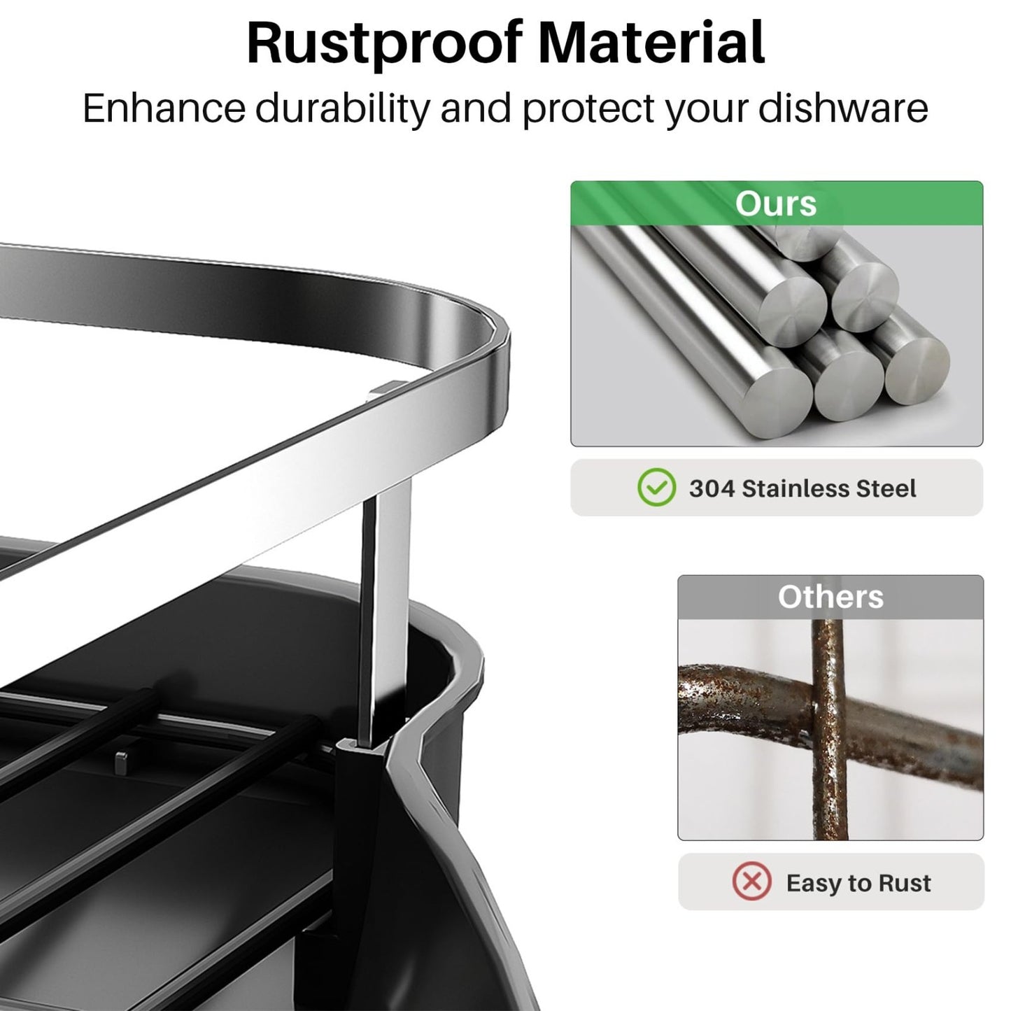 Expandable Dish Drying Rack for Kitchen Counter, Rust Resistant Stainless Steel,4