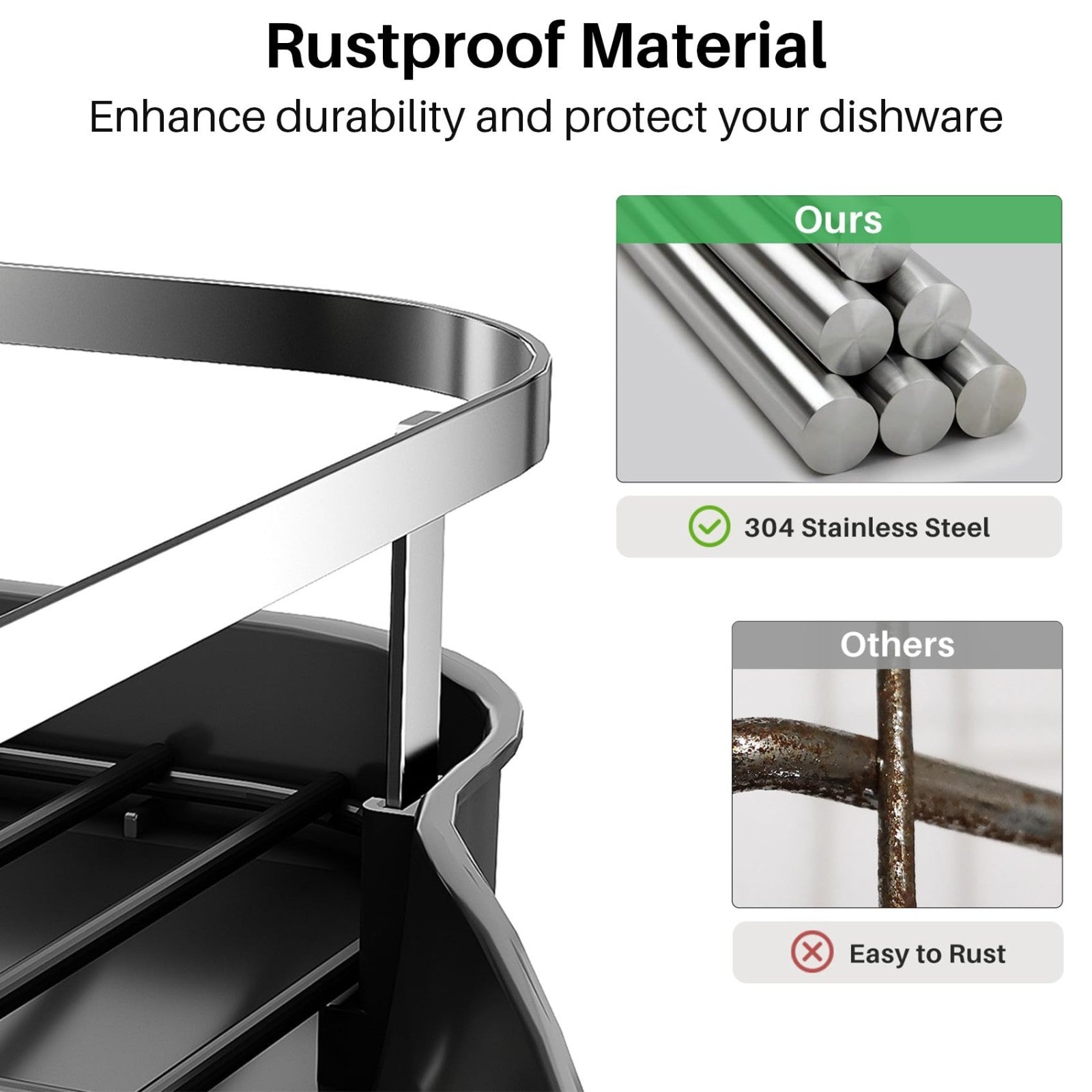 Expandable Dish Drying Rack for Kitchen Counter, Rust Resistant Stainless Steel,4