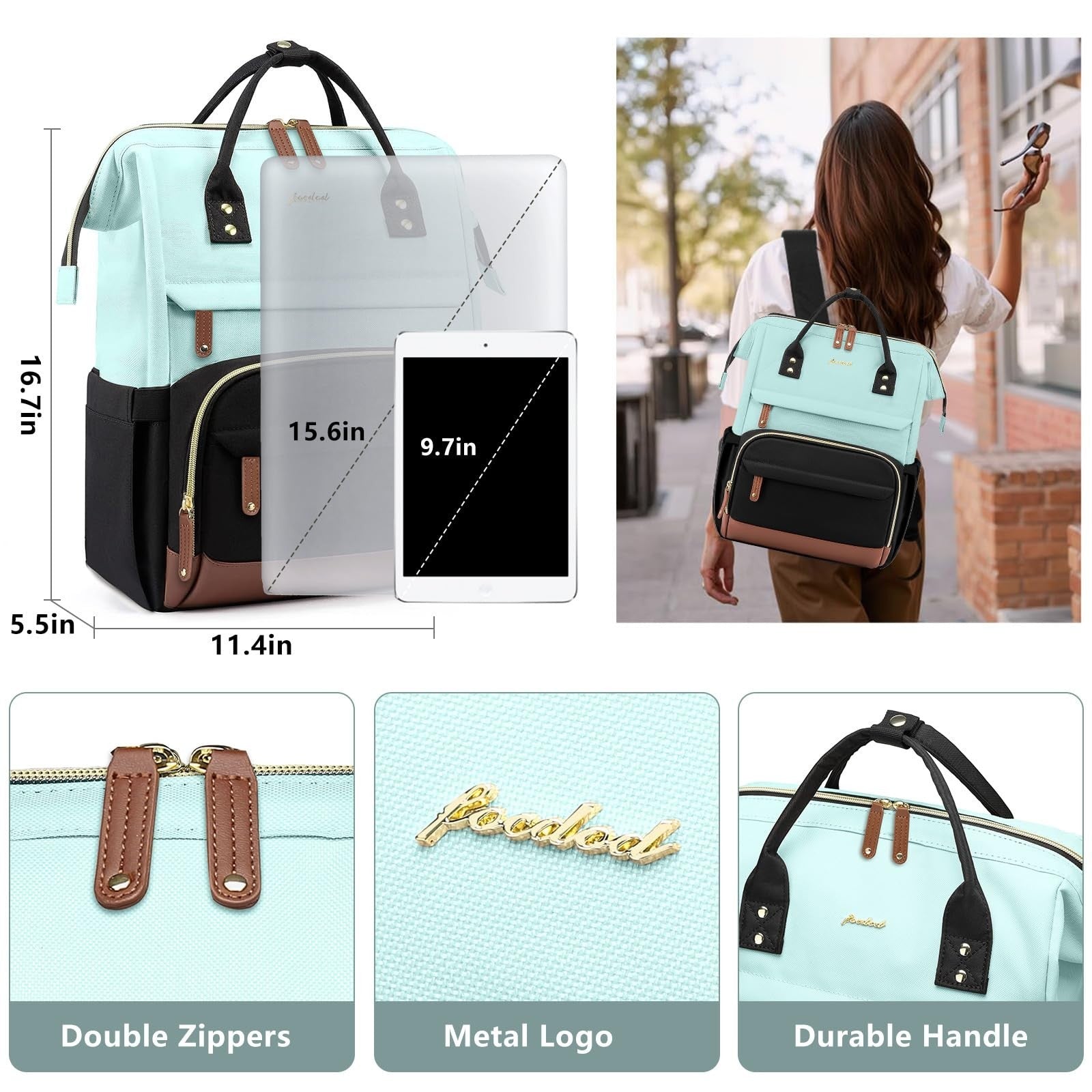 Stylish Laptop Backpack for Women   15.6" Large Capacity Travel Bag for Work, Sc5