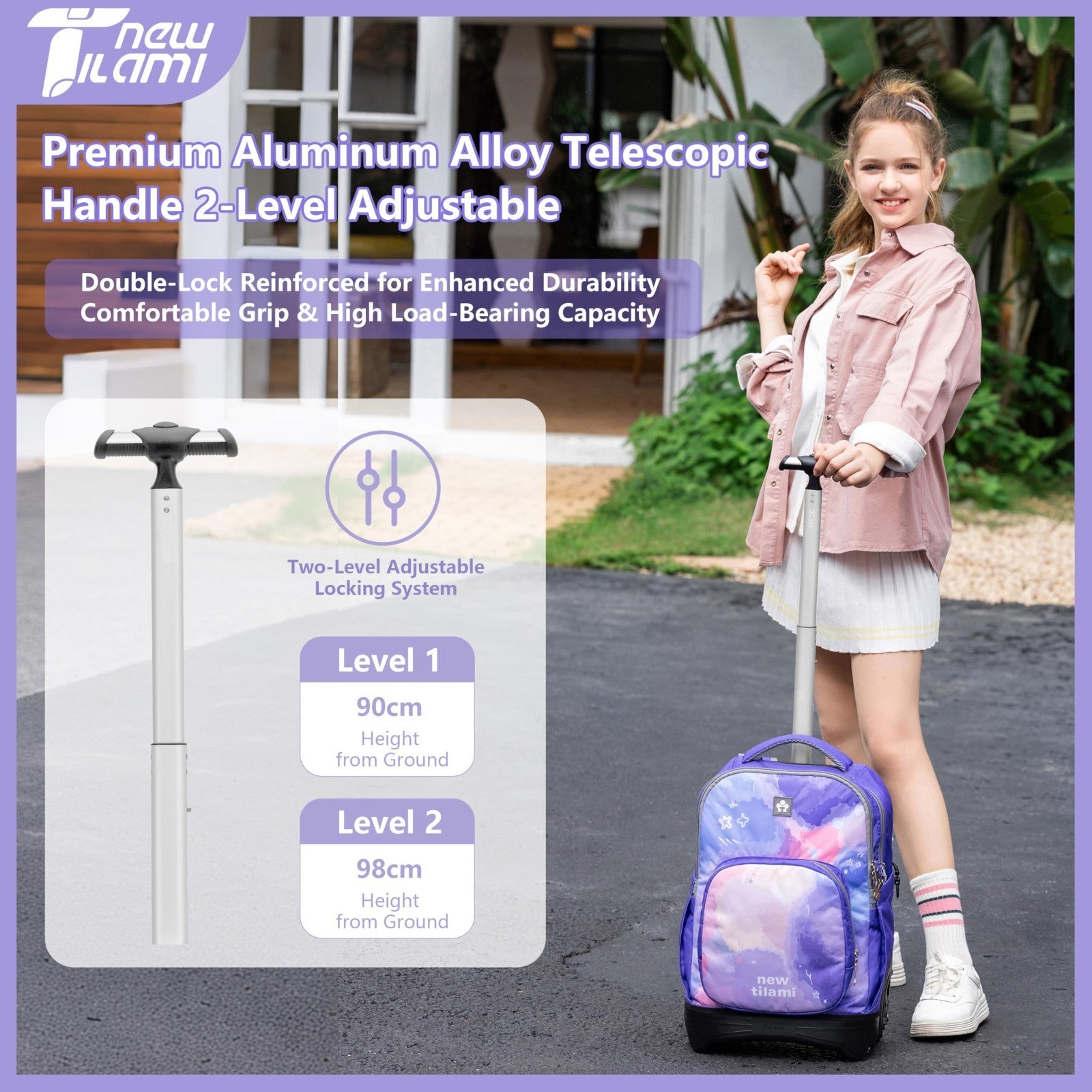 18 Inch Rolling Backpack with Lunch Bag for Kids   School Travel Bag, Durable &1