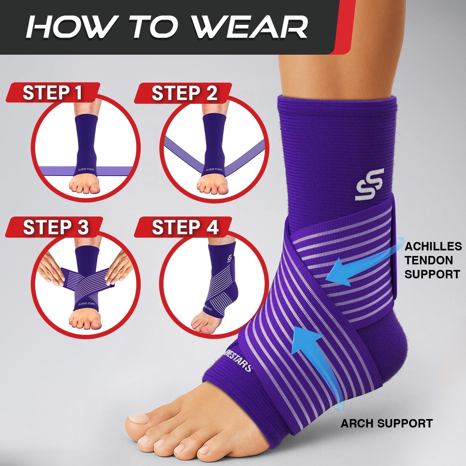 Ankle Brace Compression Sleeve for Sprains & Plantar Fasciitis Relief, Customiza6