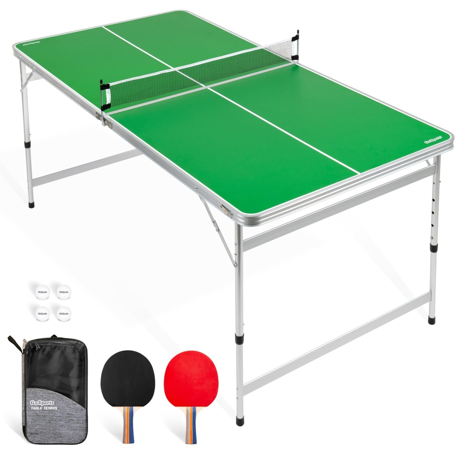 6x3 ft Adjustable Height Table Tennis Table Set - Indoor/Outdoor Game - Green/Bl1