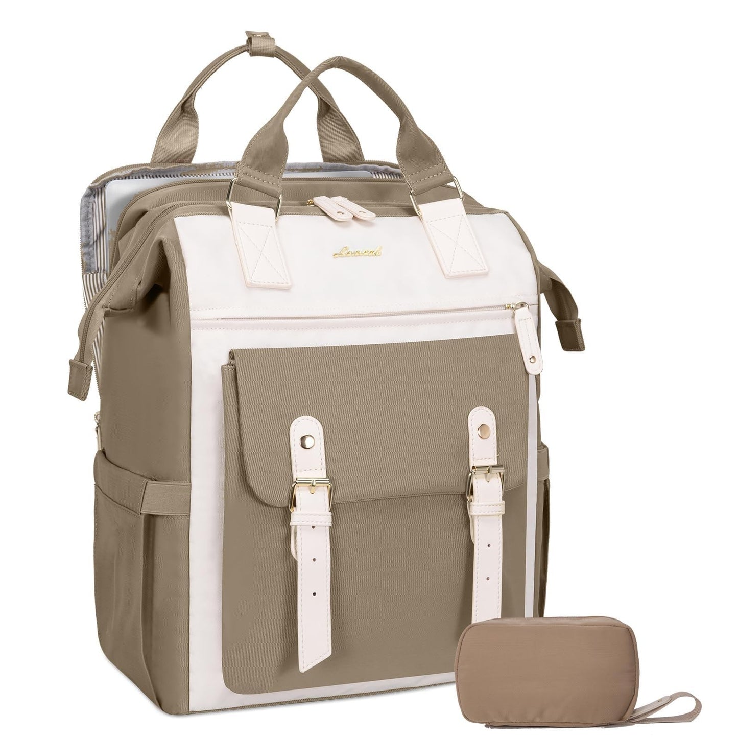 Water Resistant Laptop Backpack for 17.3" Laptops, Anti Theft Travel Bag, Khaki1