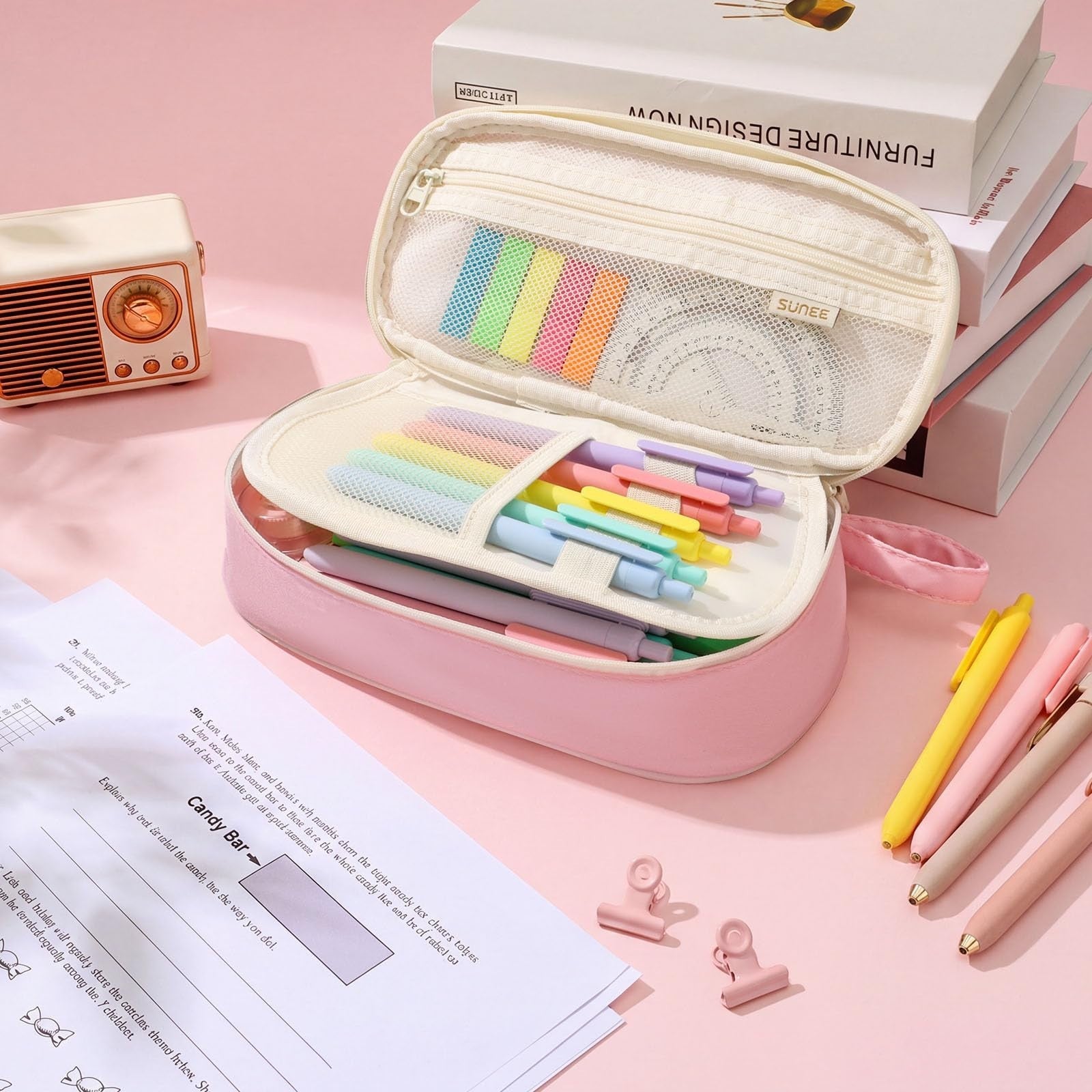 Kawaii Big Capacity Pencil Case, Personalized Zipper Pouch, Cute Stationery Orga2