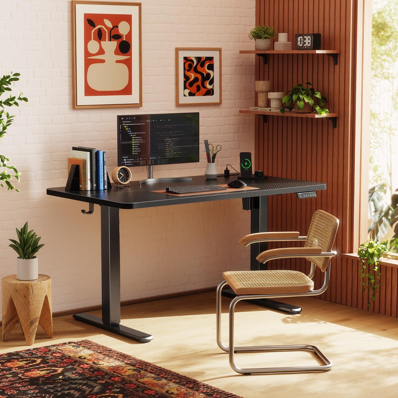 Height Adjustable Electric Standing Desk with USB-C & Power Outlets, 47x24" - Si2