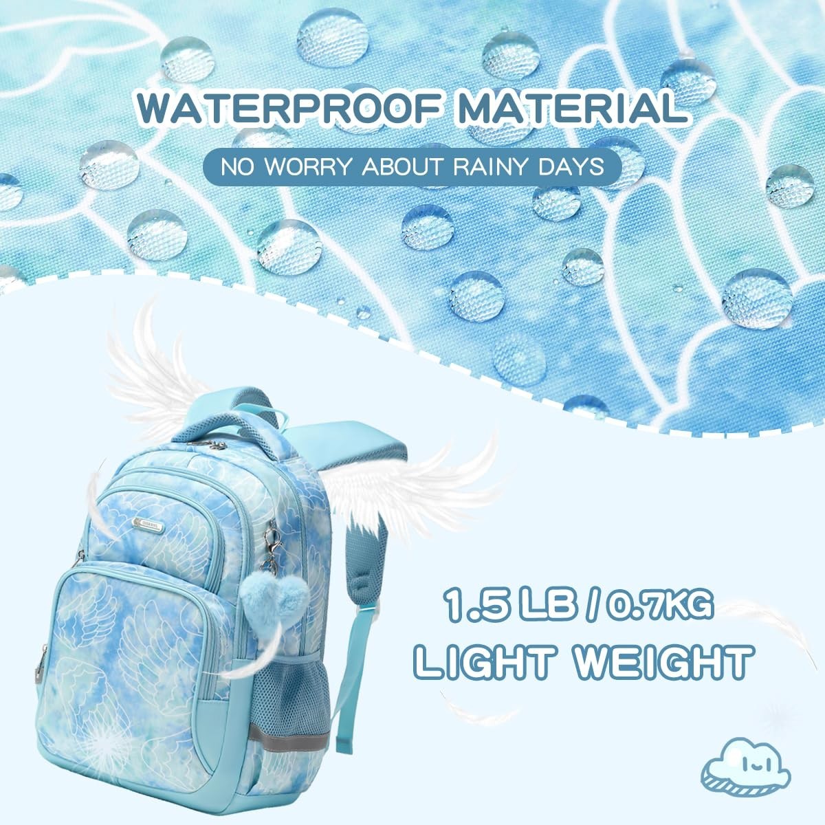 Lightweight Waterproof School Backpack for Kids   Large Capacity, Fun Prints, Mu7