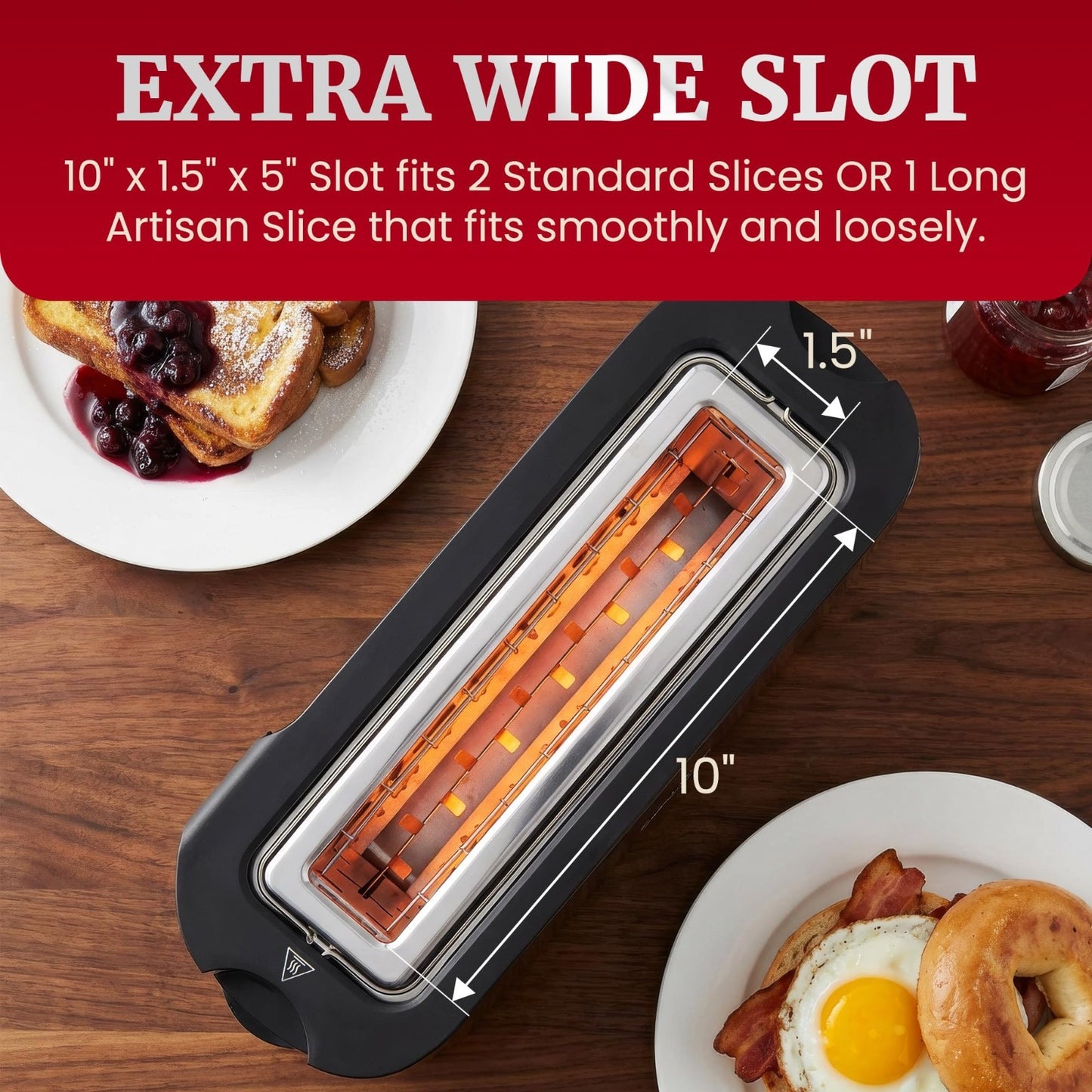 2-Slice Slim Toaster with Long Slot, 6 Settings, Defrost & Warming Rack - Stainl5