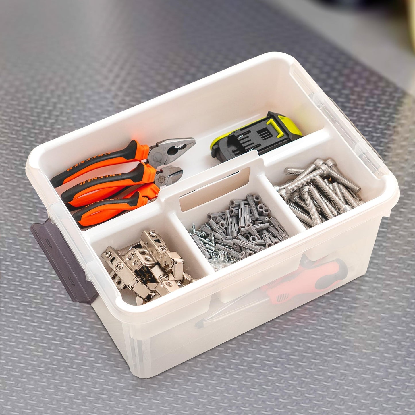 17 QT Clear Craft Organizer Storage Box with Tray, Art Supplies & Craft Storage1