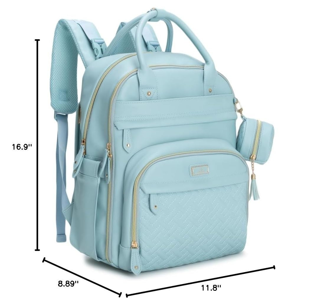 Multi Function Leather Diaper Bag Backpack   Water Resistant, Changing Pad, Stro2