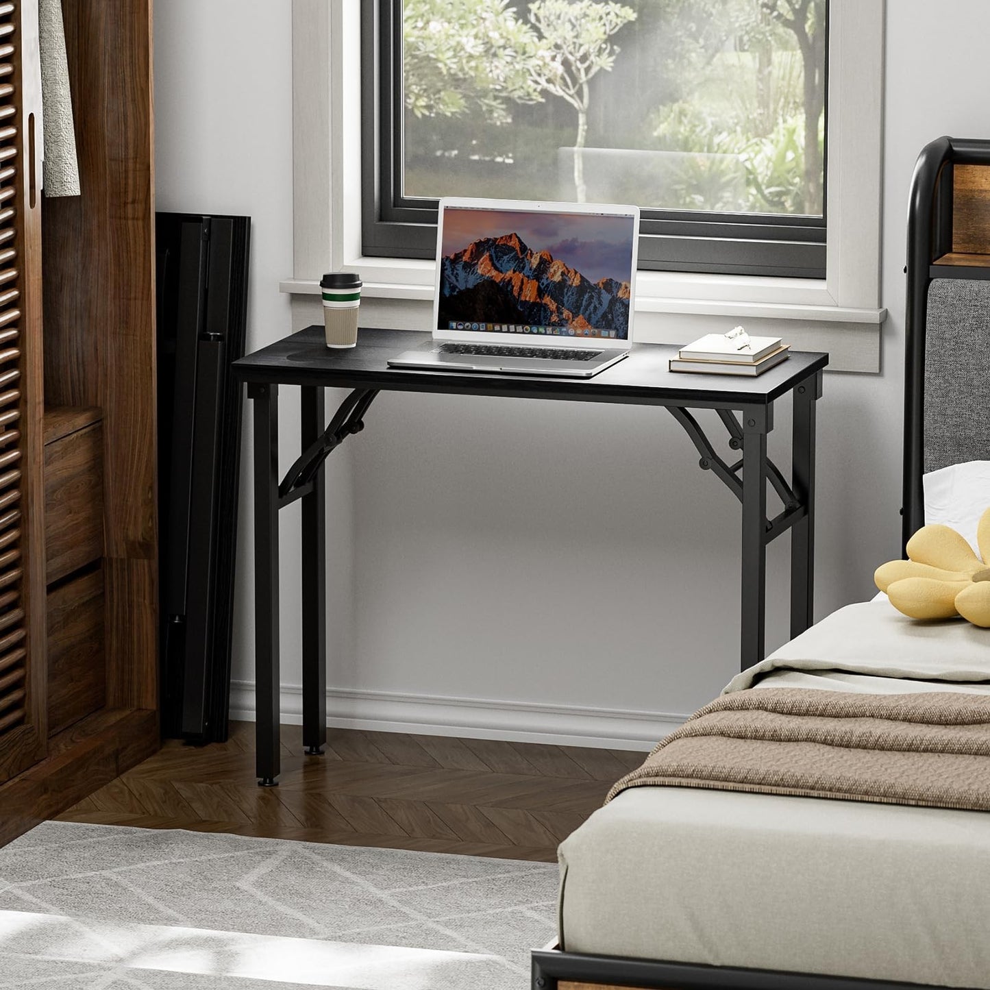 Compact Folding Desk - 35.8" Portable Office Table for Small Spaces, No Assembly2