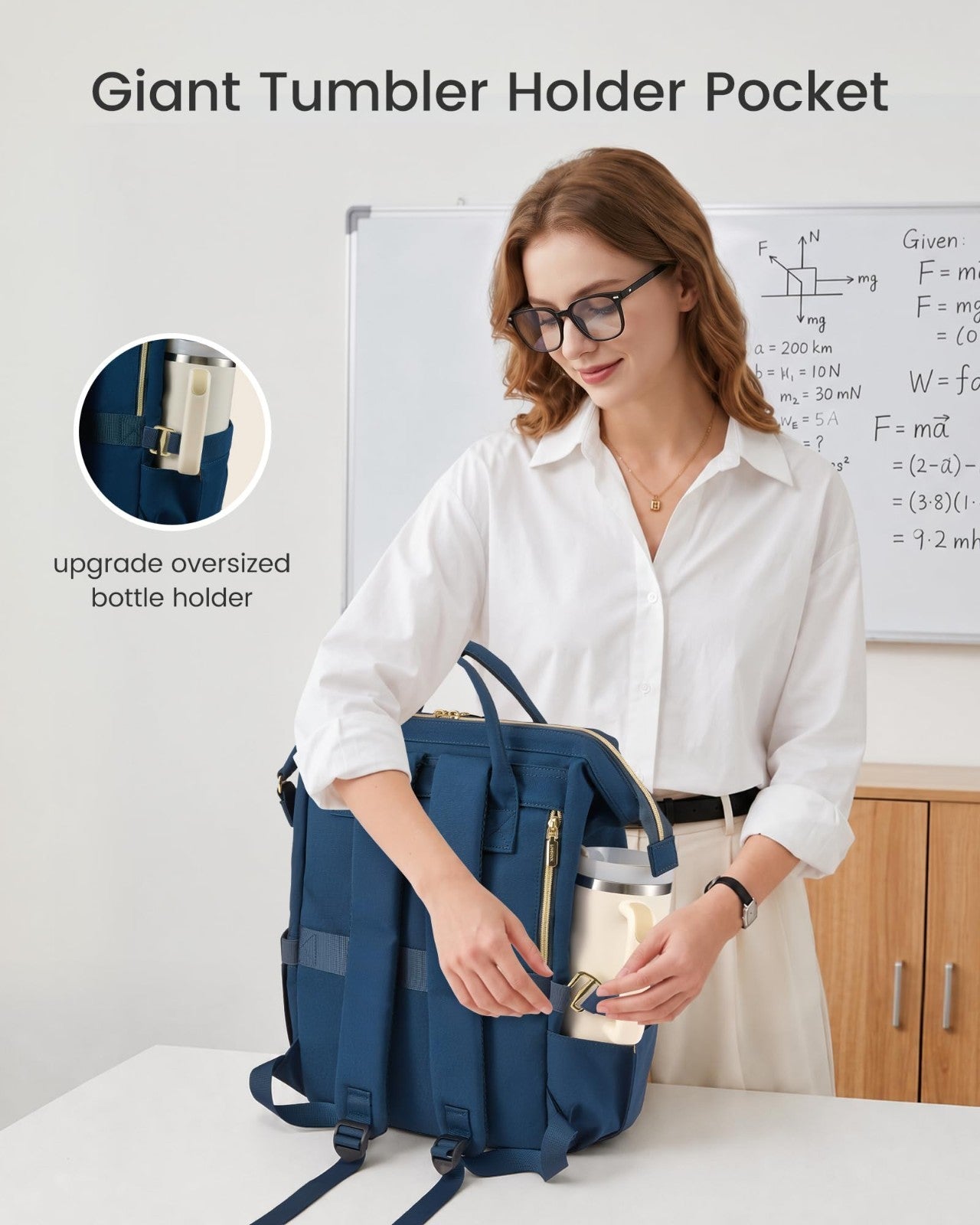 Stylish Waterproof Laptop Backpack with Cup Holder, 15.6" TSA Approved, Travel B2