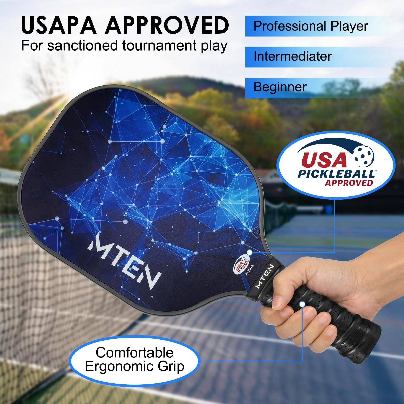 Pickleball Paddle Set of 2/4/1 - USAPA Approved Fiberglass Rackets, Lightweight2