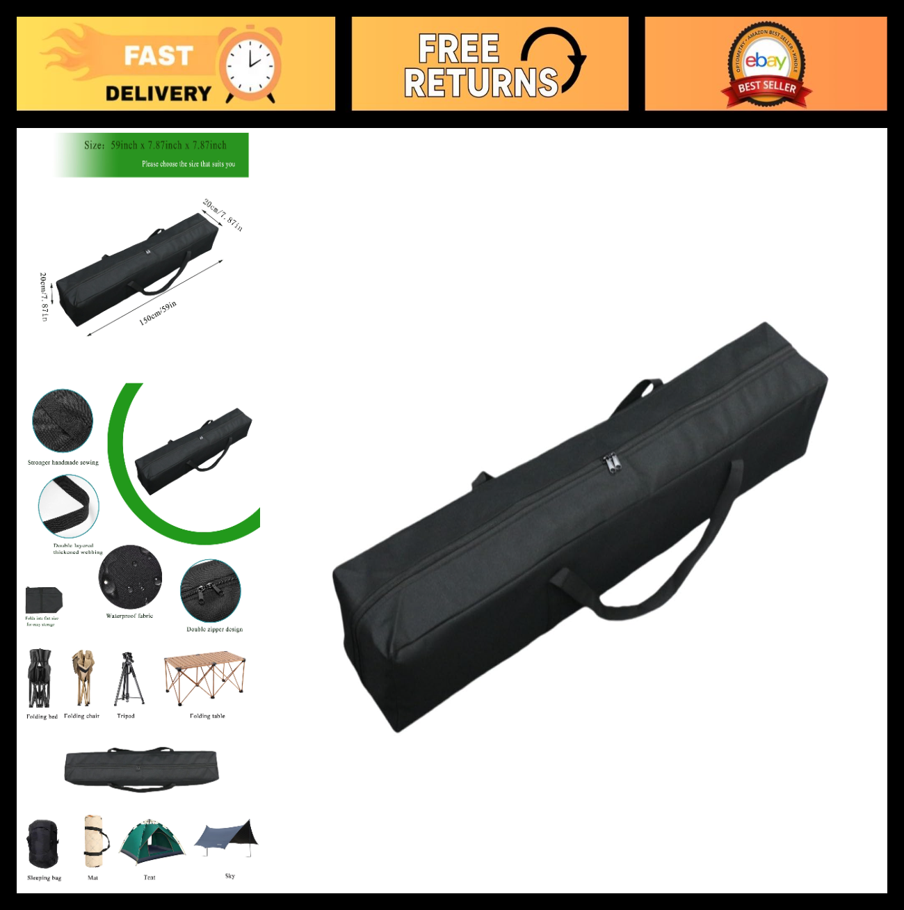 Extra Large Heavy Duty Duffel Bag   Multi Scene Organizer for Tents, Tools & Cha0