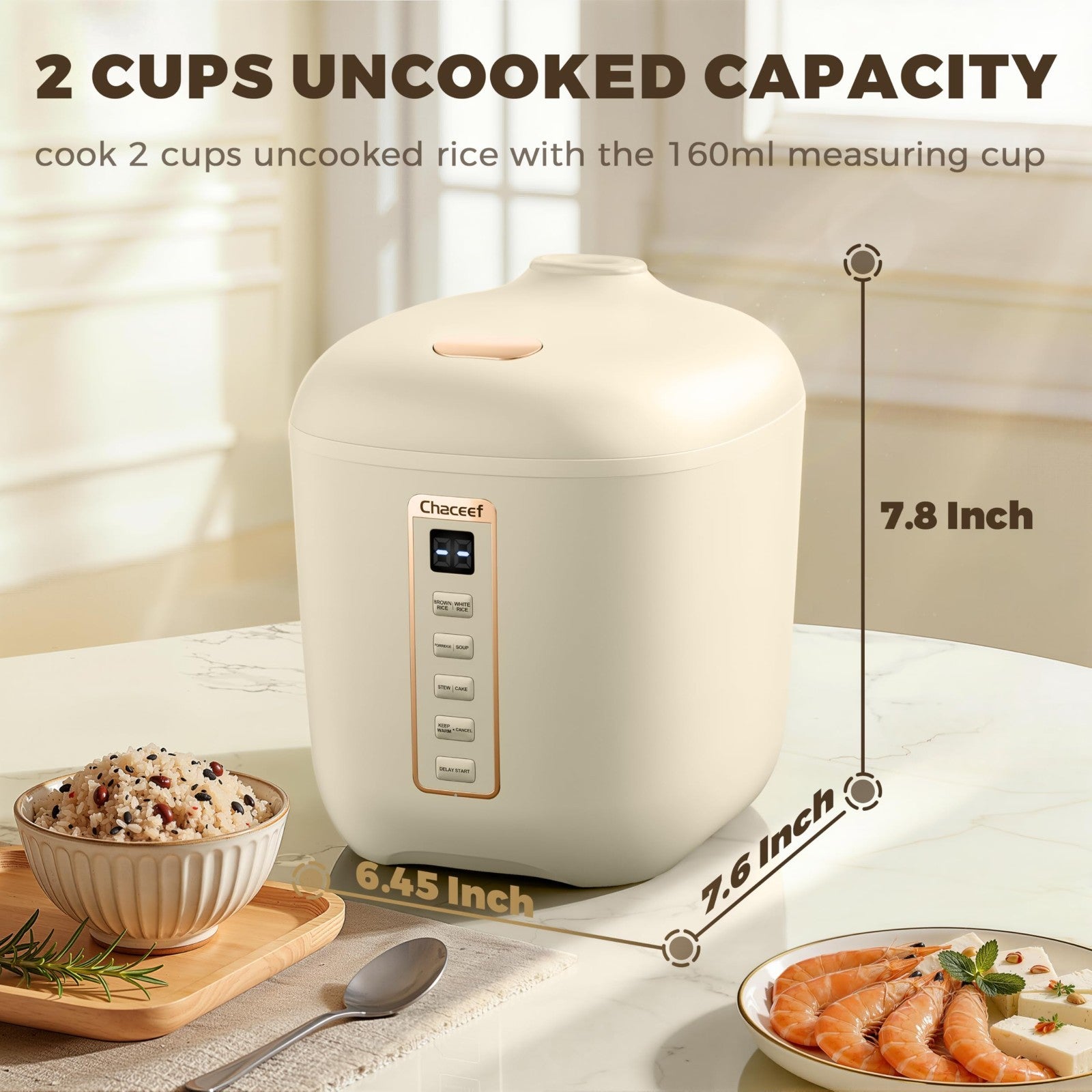 Compact 2-Cup Rice Cooker, Portable Non-Stick Travel Rice Maker, BPA-Free, Timer2