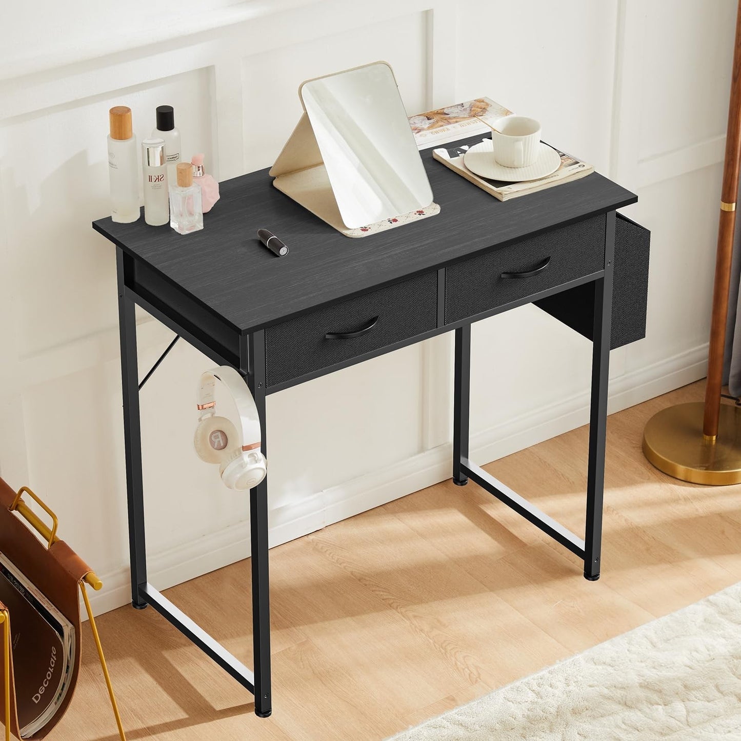 32" Home Office Computer Desk with Drawers, Gaming Writing Table, Adjustable Fee4