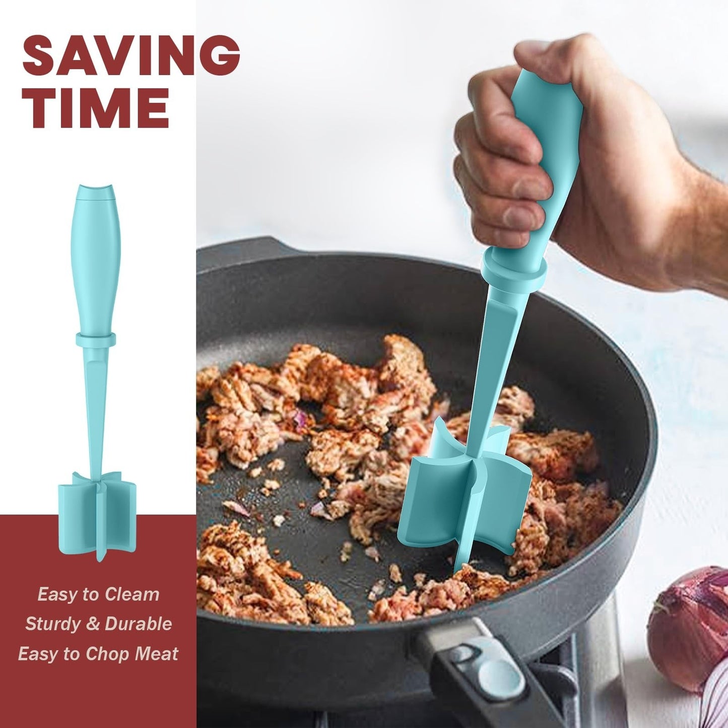 Meat Chopper & Hamburger Grinder Tool   Heat Resistant, 5 Nylon Blades, Dishwash4