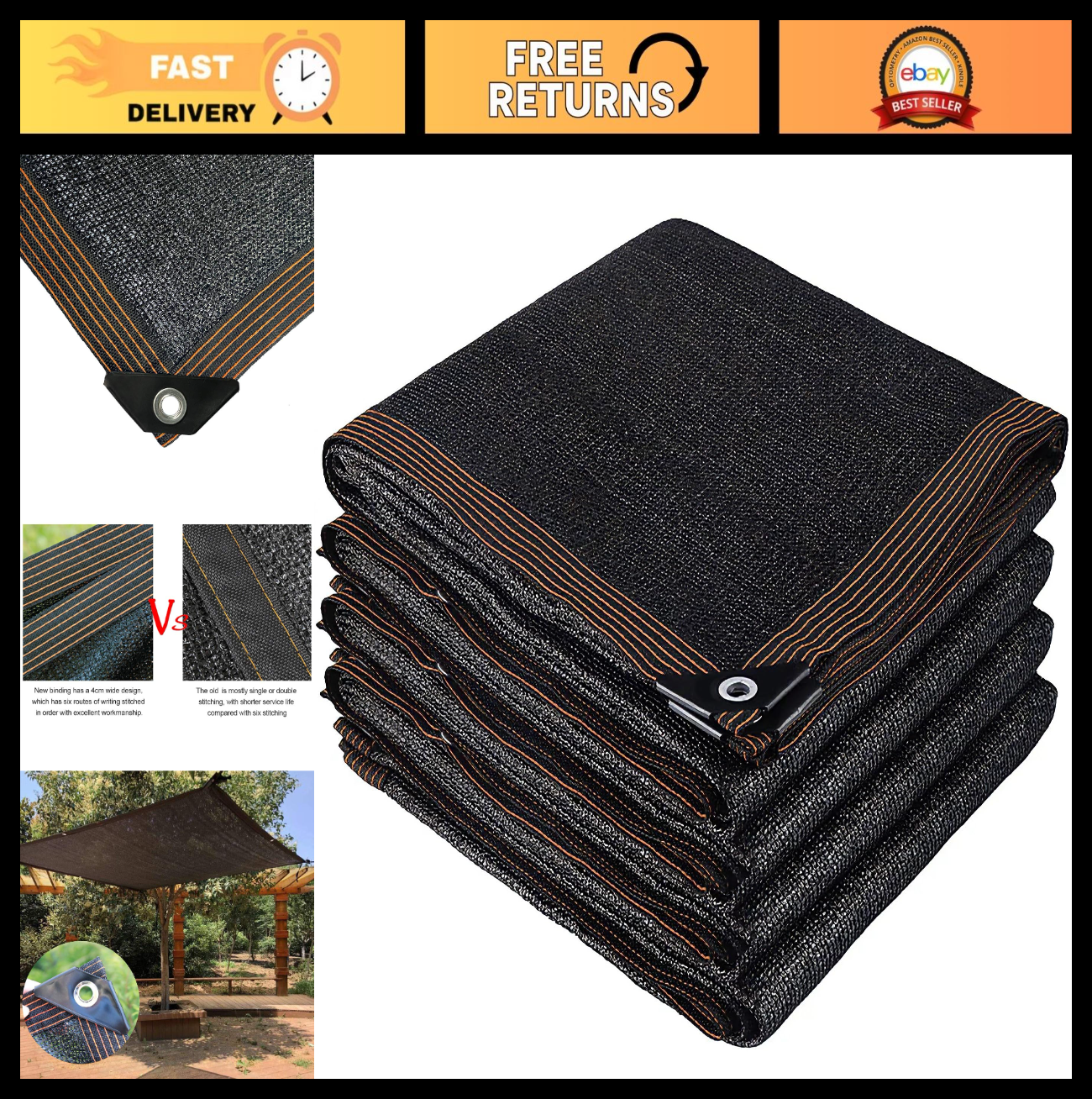 70% Black Shade Cloth 12x12 FT Durable Mesh Tarp with Grommets for Garden, Green0