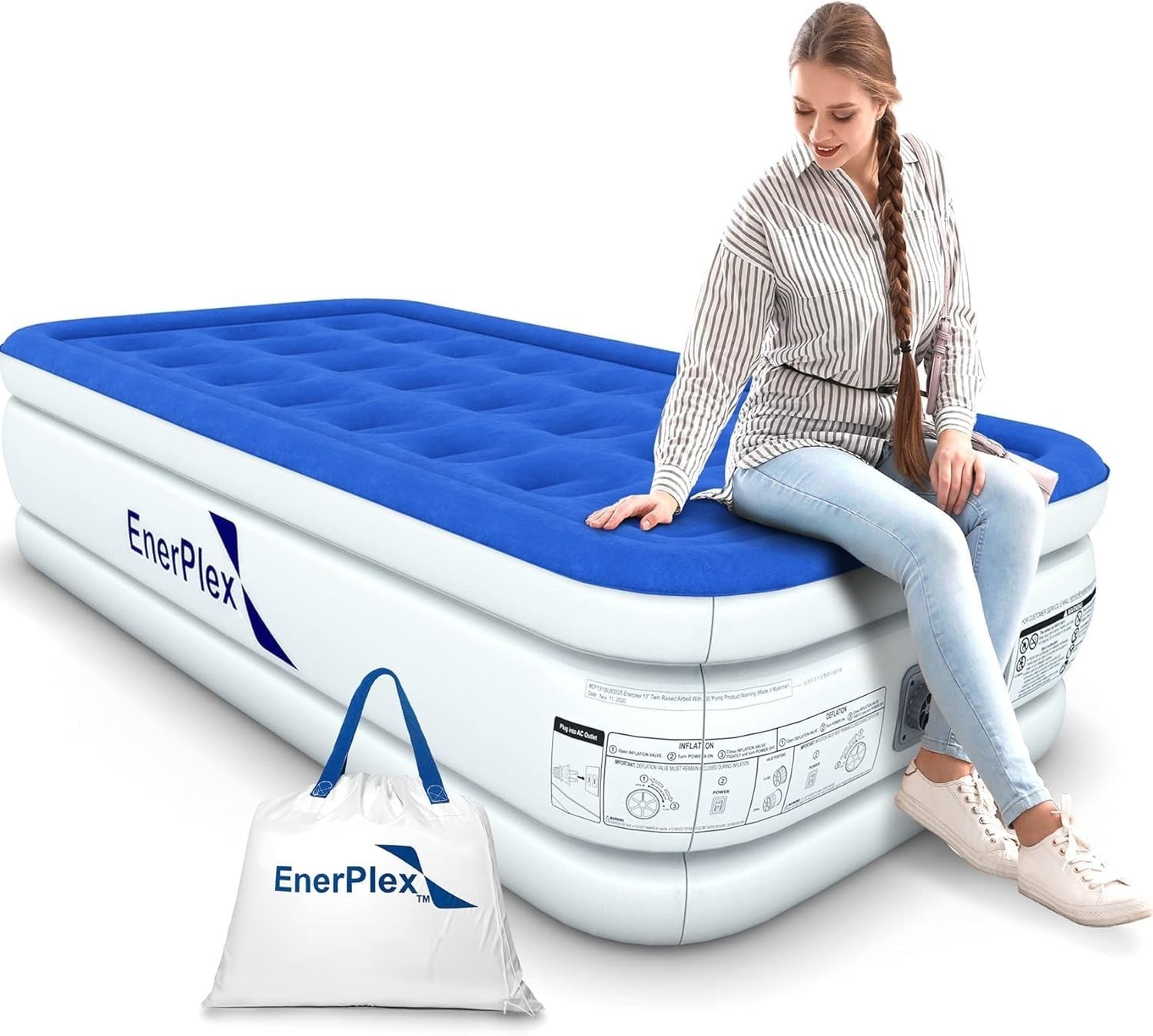 Self Inflating Air Mattress with Built in Pump & Neck Support   Portable Inflata1