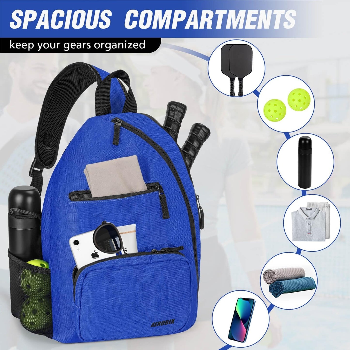 Large Capacity Pickleball Backpack - Padded Paddle Pocket, Adjustable Sling Bag10