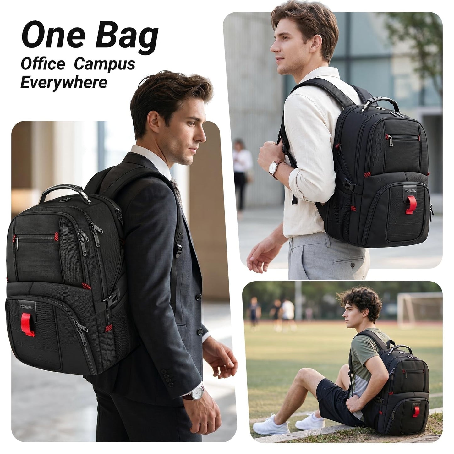 Large Laptop Backpack for Men, Heavy Duty Travel Bag, Waterproof, Multi Compartm4