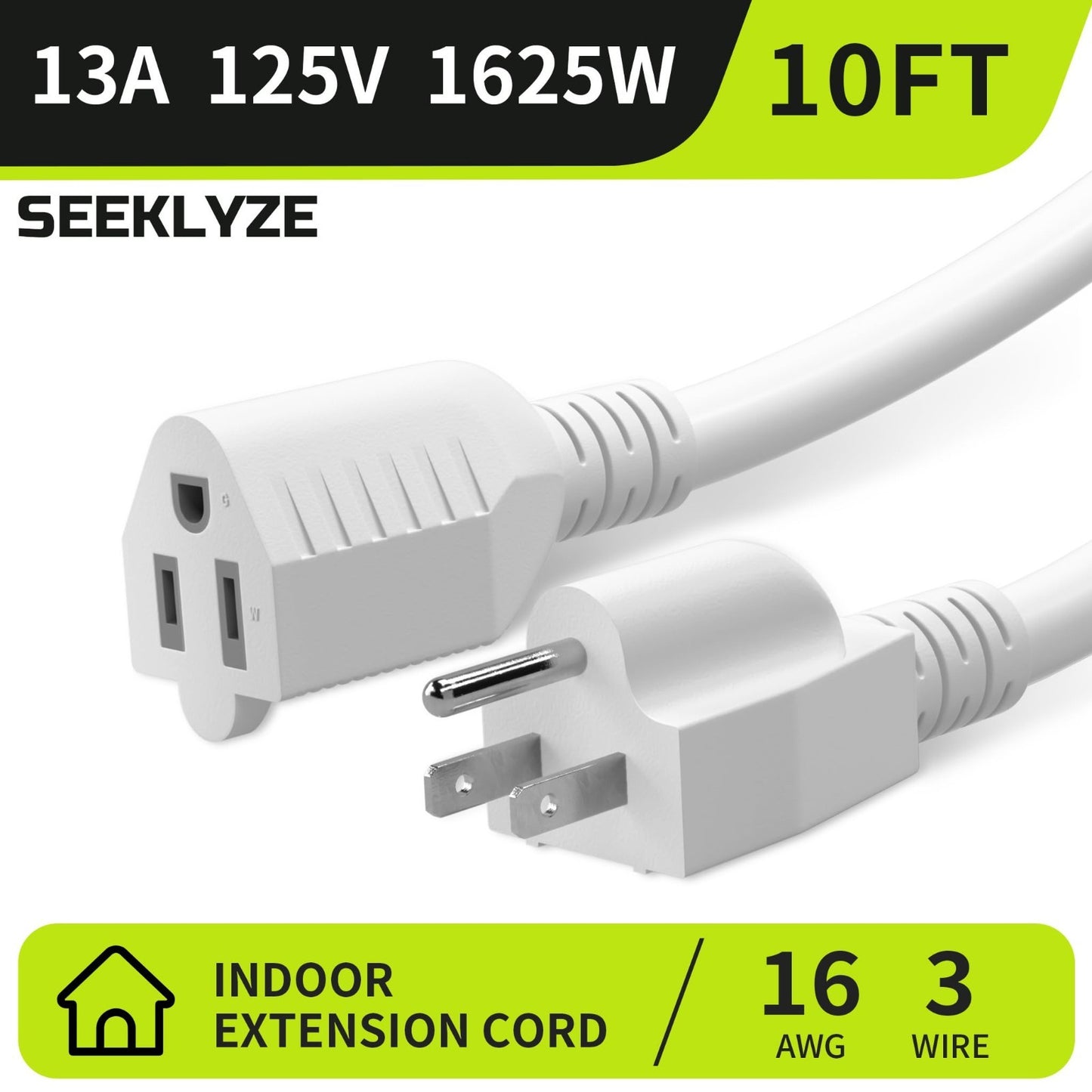 10FT 16/3 White Extension Cord (2 Pack)   Indoor Use for Appliances & Electronic2