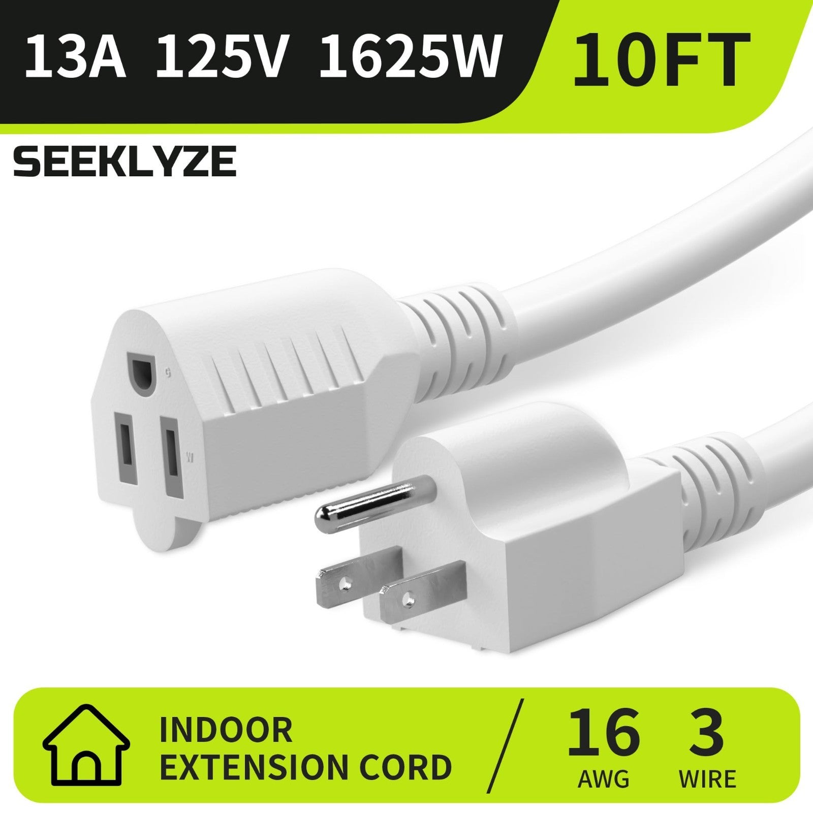 10FT 16/3 White Extension Cord (2 Pack)   Indoor Use for Appliances & Electronic2